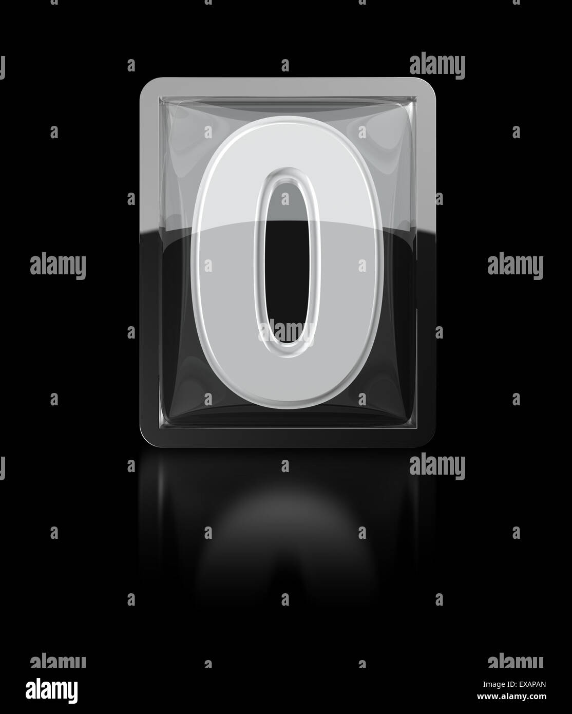 L'icône 3d chiffres zéro sous verre Banque D'Images