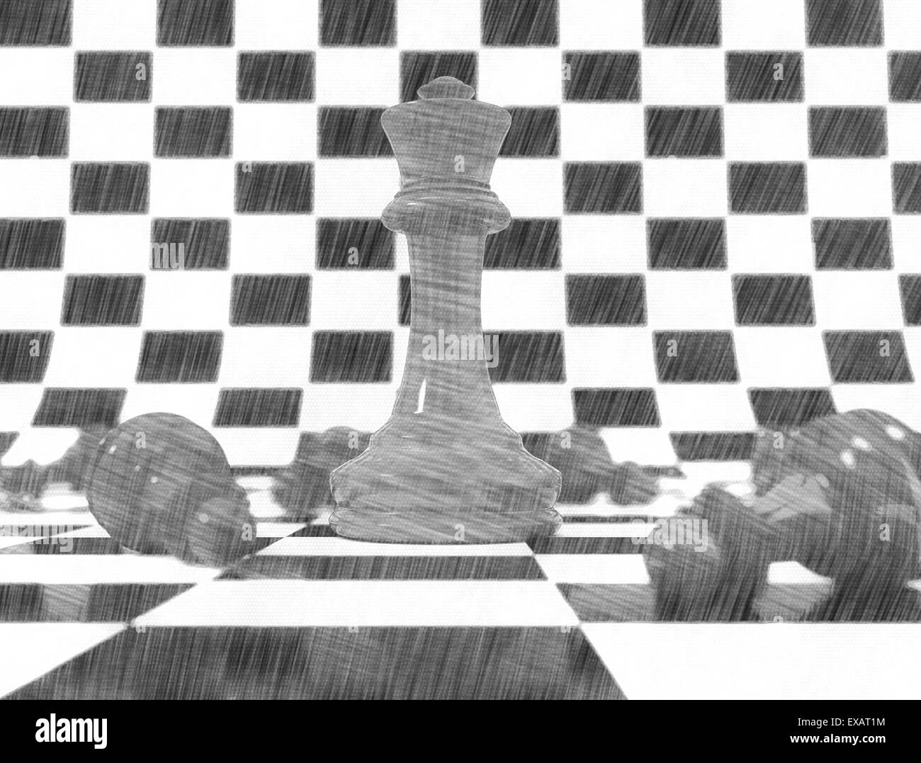 Pièces des échecs crayon Banque D'Images