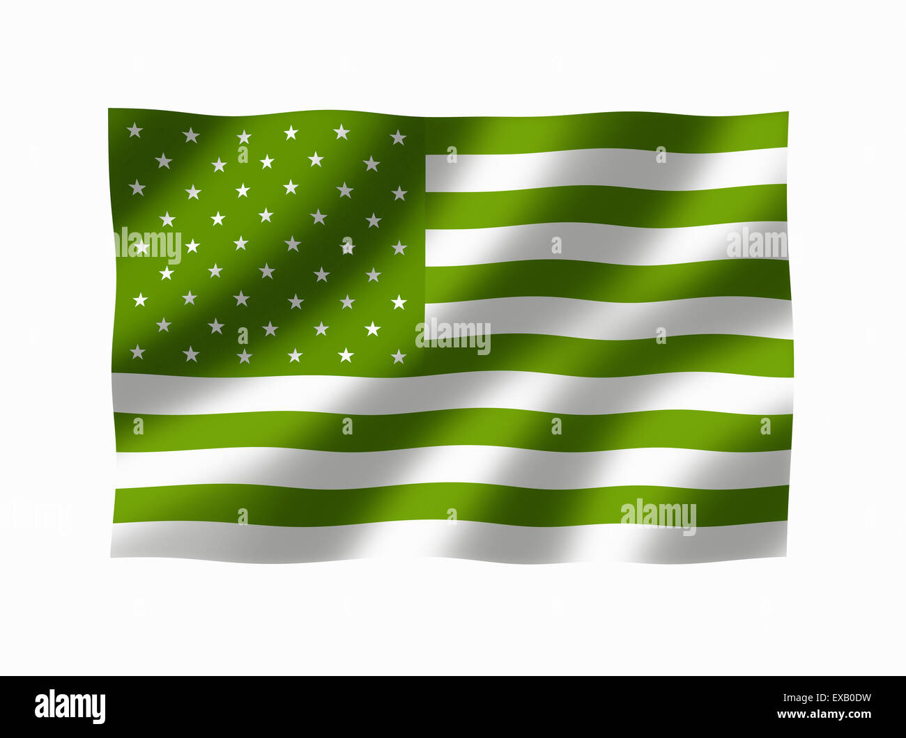 Green drapeau américain (stars and stripes) drapeau symbolisant les questions écologiques et de conservation, etc. Banque D'Images