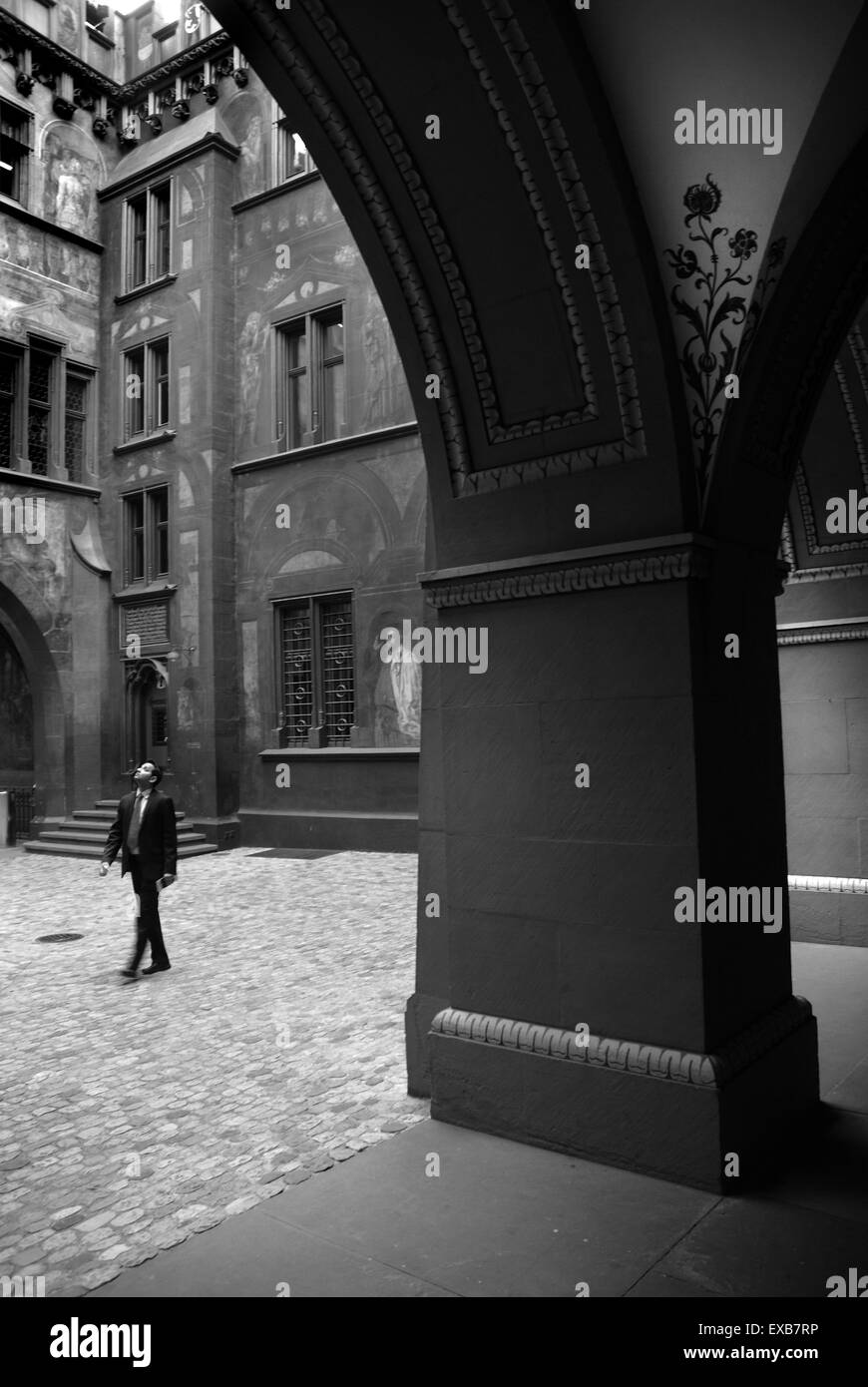 Cour intérieure à l'intérieur de l'Hôtel de Ville, Bâle, Suisse Banque D'Images
