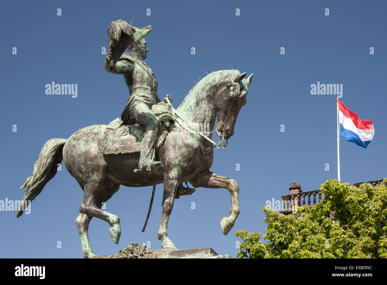 Statue de Guillaume II, Prince d'Orange, équitation Banque D'Images