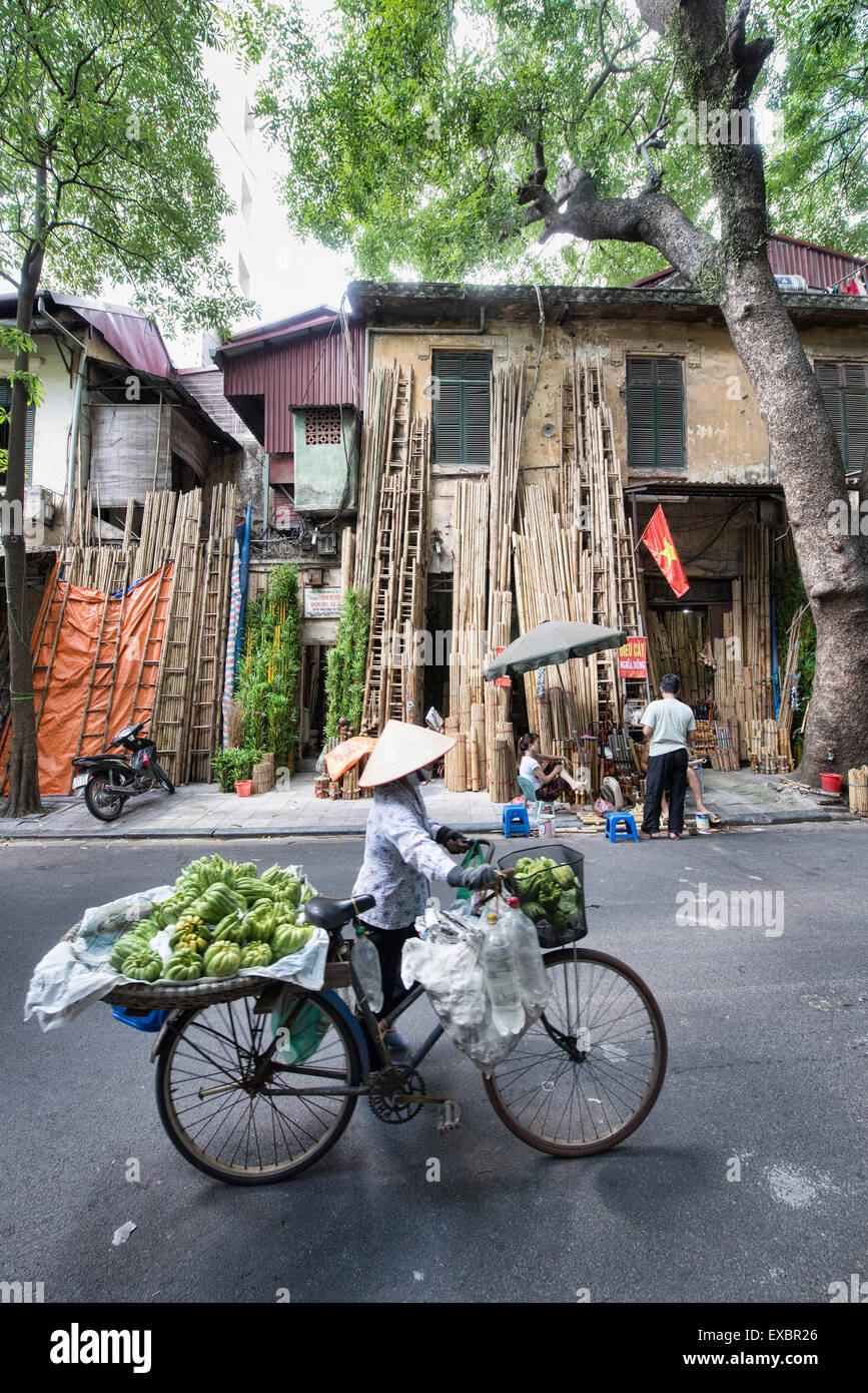 La main de Bouddha de vente du vendeur (Citrus Medica) à Hanoi, Vietnam Banque D'Images