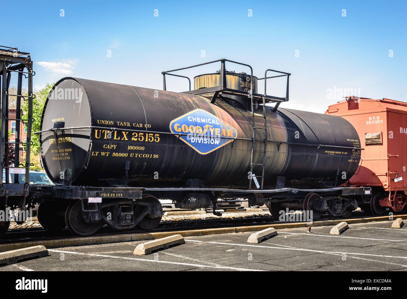 La Union Tank Car Company de wagons-citernes chimiques, Baltimore & Ohio Railroad Museum, 901 West Pratt Street, Baltimore, MD Banque D'Images