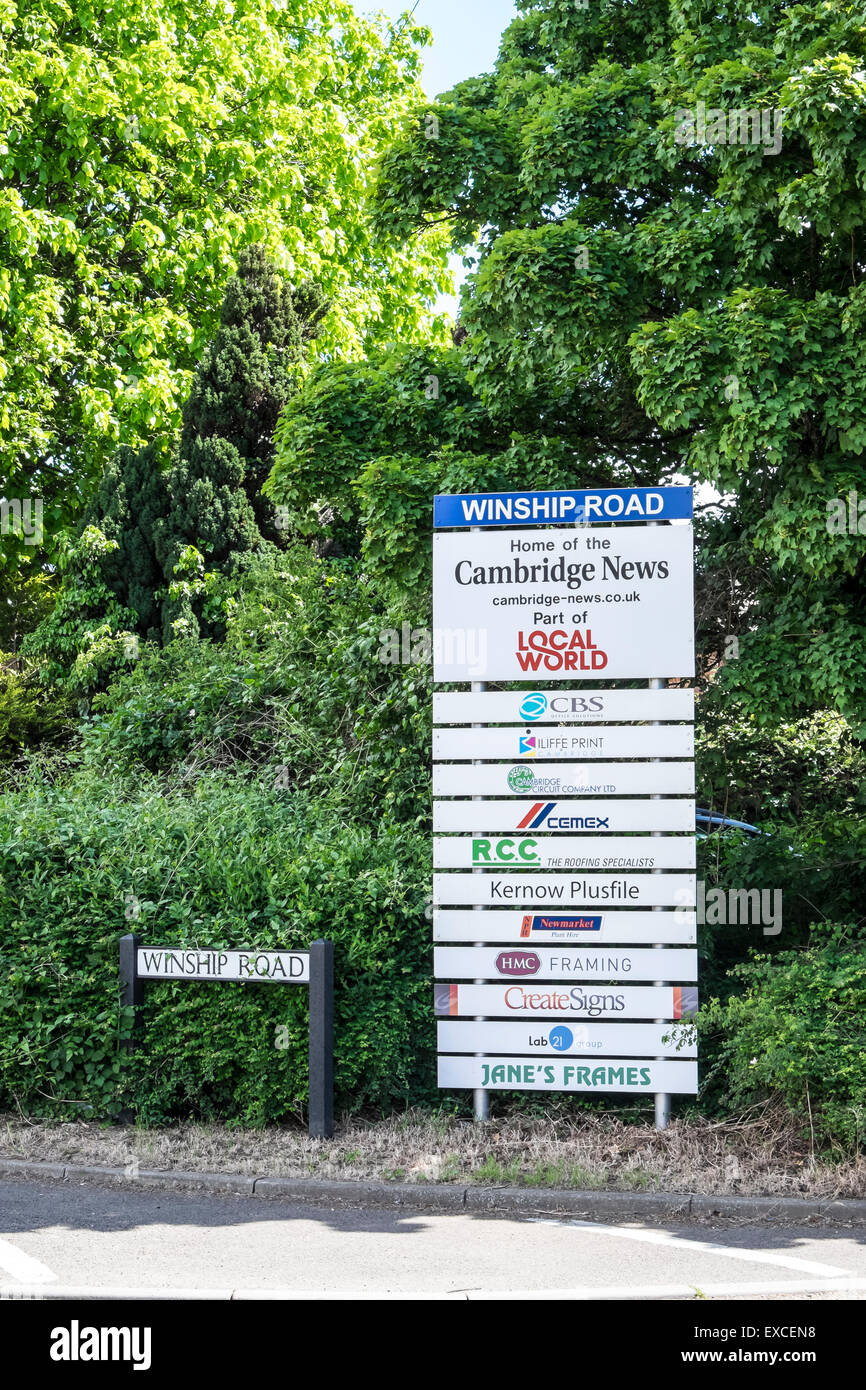 La publicité d'affaires conseil nom Winship Road Milton Banque D'Images