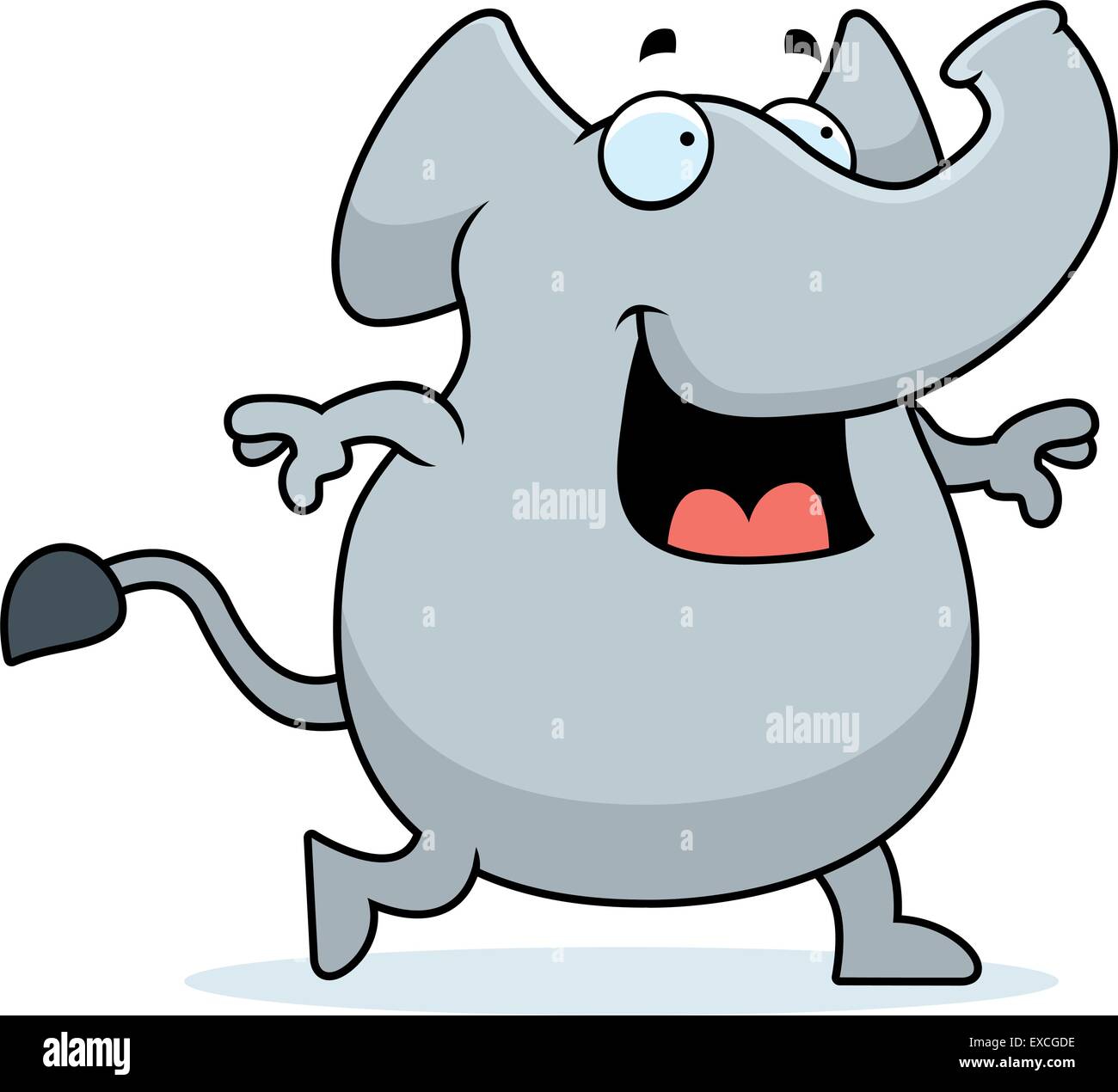 Une bonne caricature elephant walking et souriant. Illustration de Vecteur
