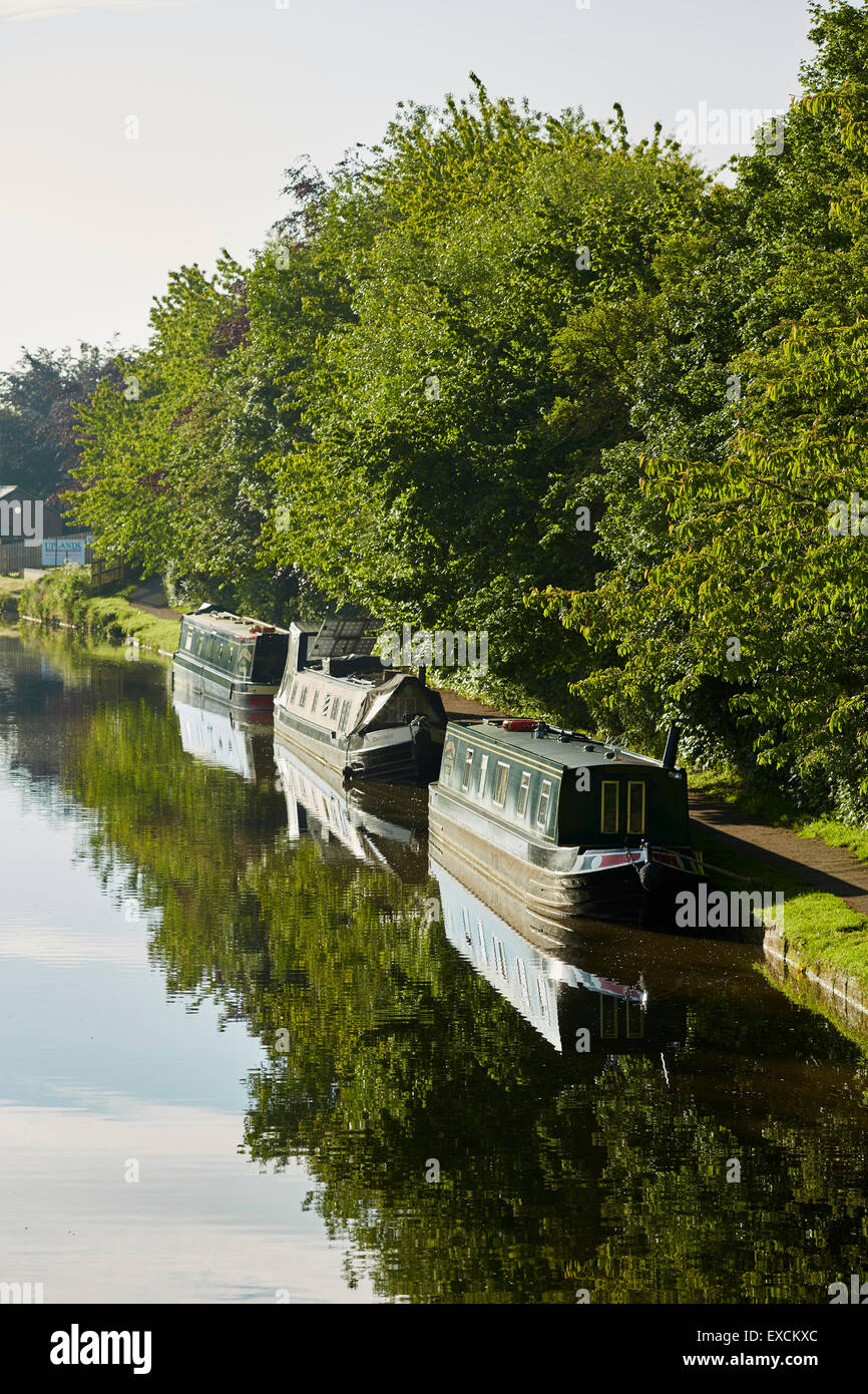 Morings sur le Trent et Mersey Canal près de l'ascenseur à l'Anderton est un ascenseur à caisson deux près du village d'Anderton, Banque D'Images