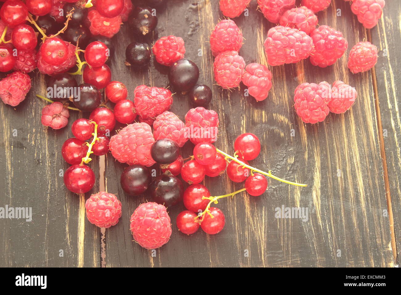 Des fruits pour la santé dans la forme de framboise, groseille rouge, noir Banque D'Images