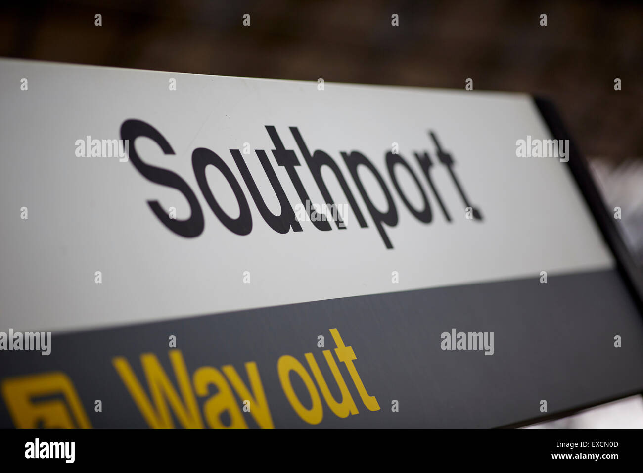 Images autour de la gare de Southport Southport imagée signer Southport est une grande ville balnéaire dans la région métropolitaine de Bor Banque D'Images