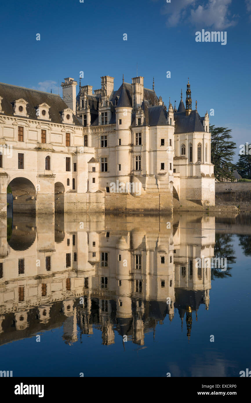 Tôt le matin, au Château de Chenonceau, Indre-et-Loire, Centre, France Banque D'Images