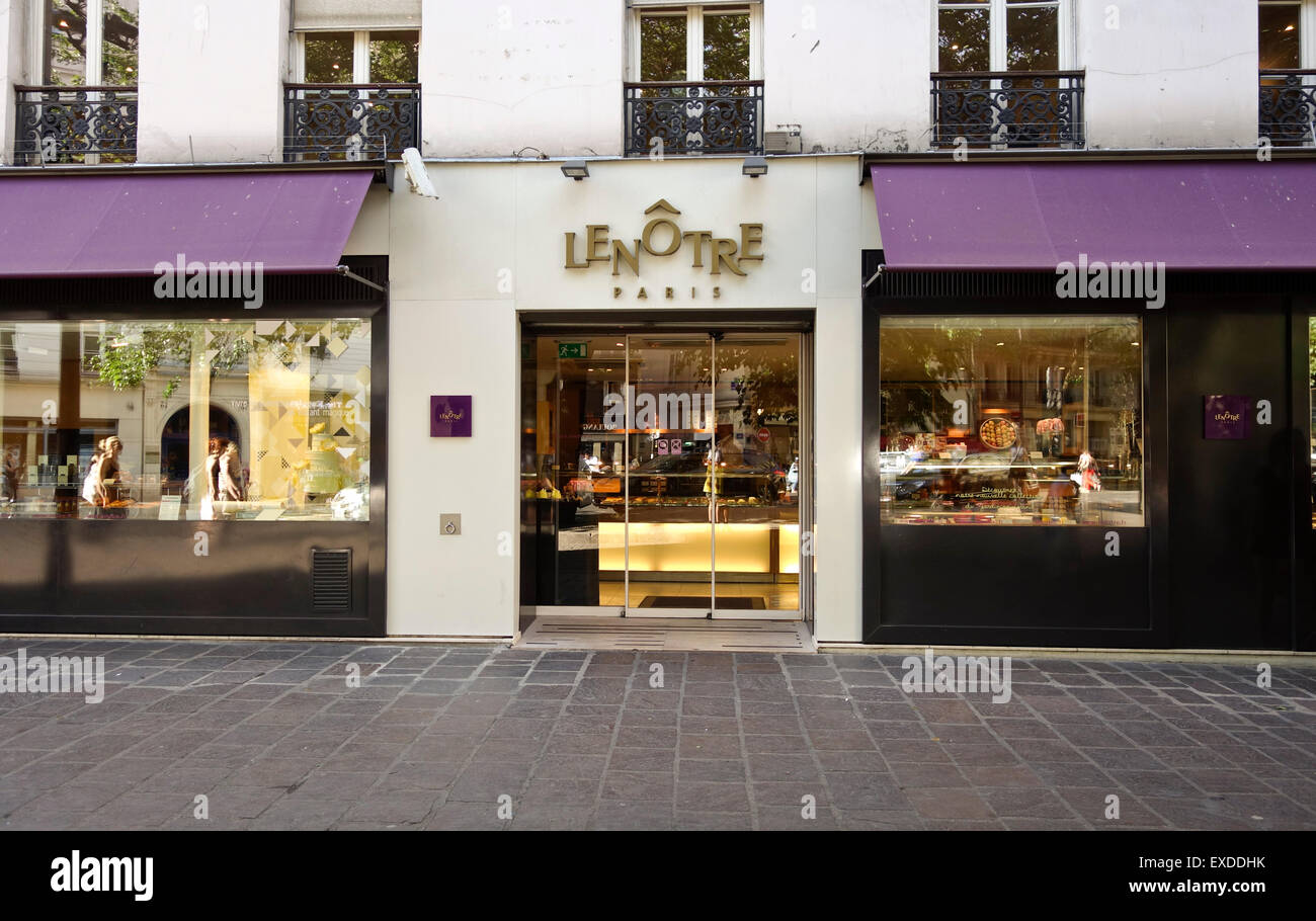 Haut de Lenôtre, façade boulangerie, chocolat, pâtisseries, Bastille, Paris Banque D'Images