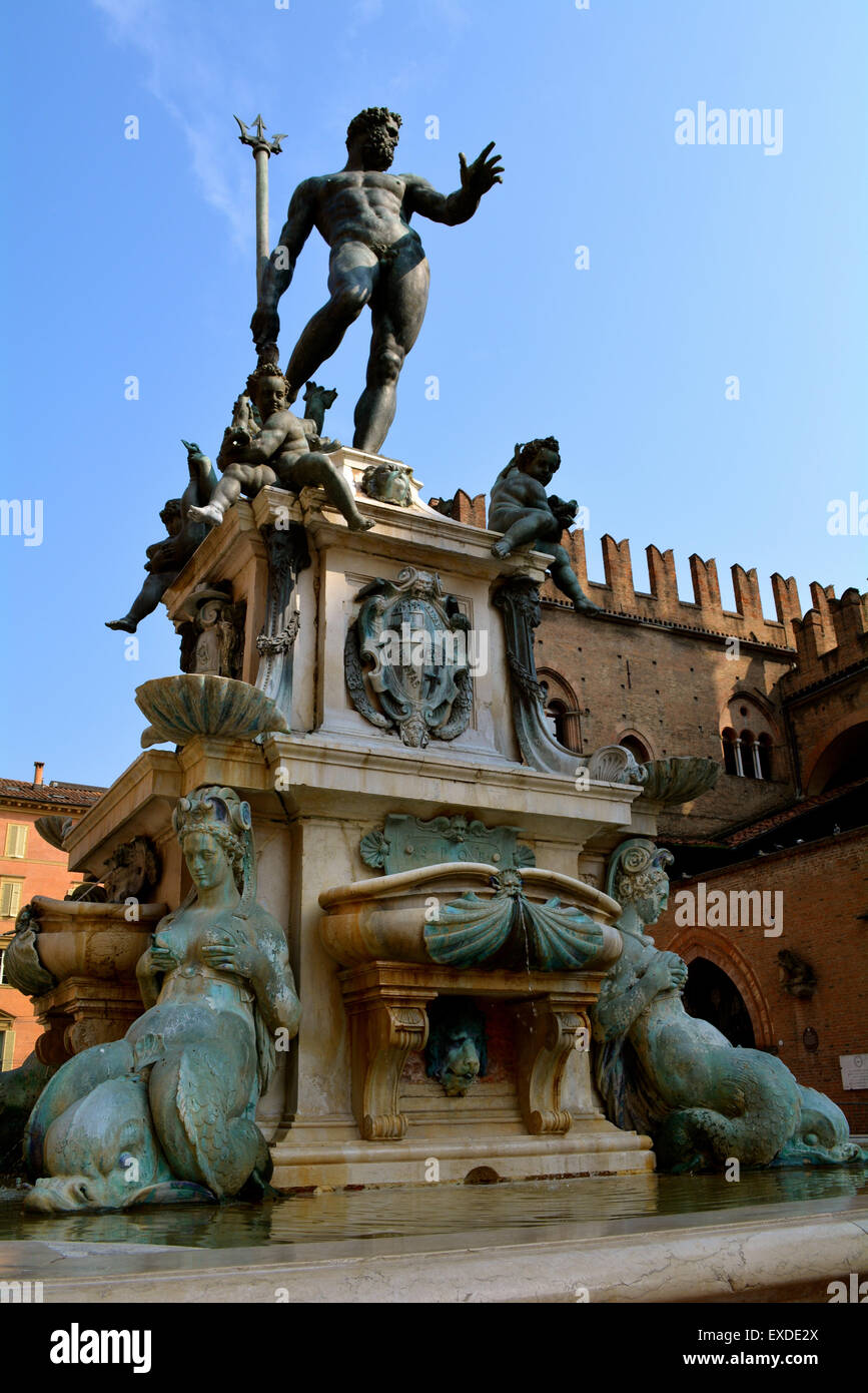 Fontaine de Neptune à côté de la Piazza Maggiore, Bologne, Italie Banque D'Images