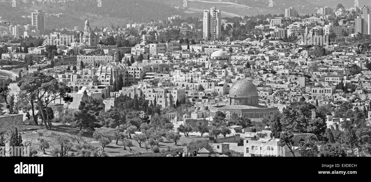 Jérusalem - Outlook à partir de la montagne des Oliviers pour vieille ville Banque D'Images