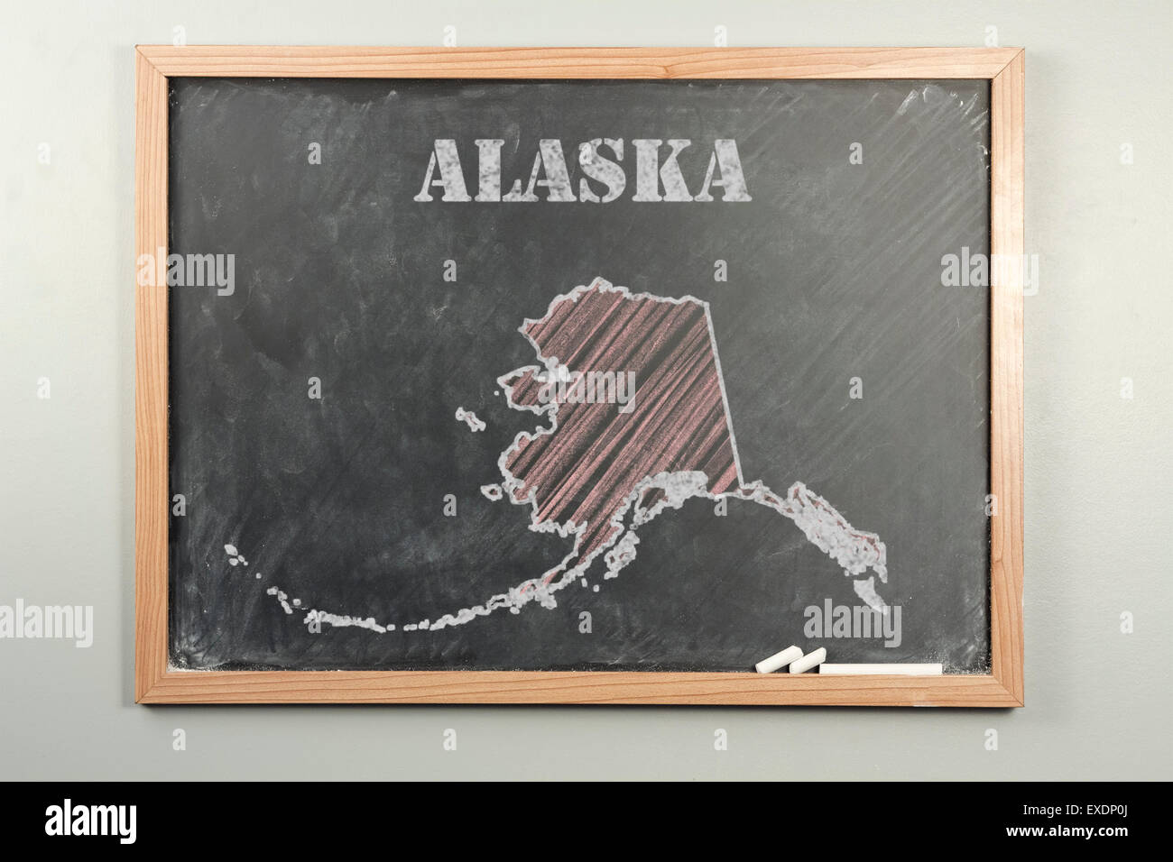 Décrit l'état de l'Alaska-nous sur l'école de catégorie chalkboard Banque D'Images