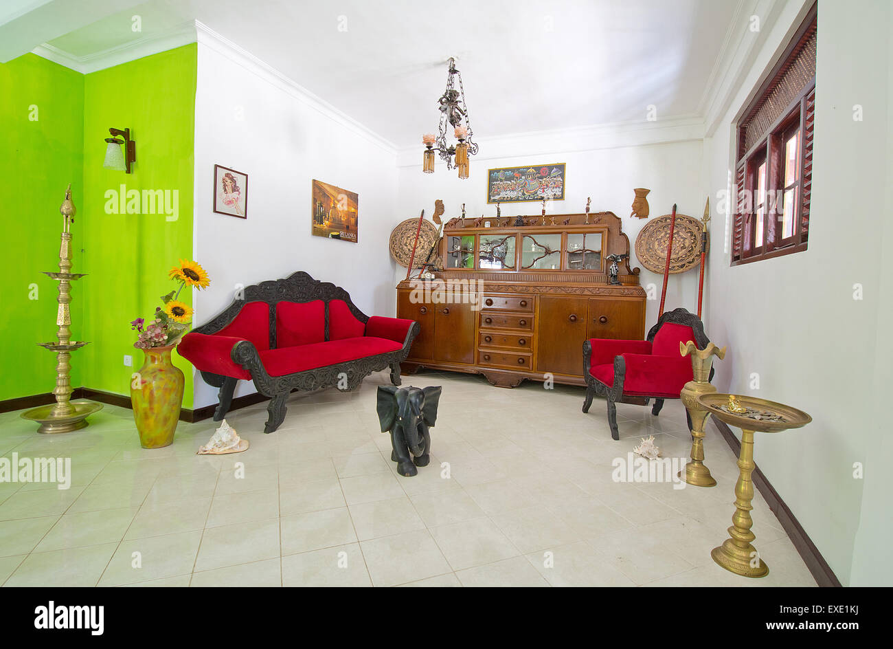 Traditionnel Sri-lankais de style de décoration intérieure Banque D'Images