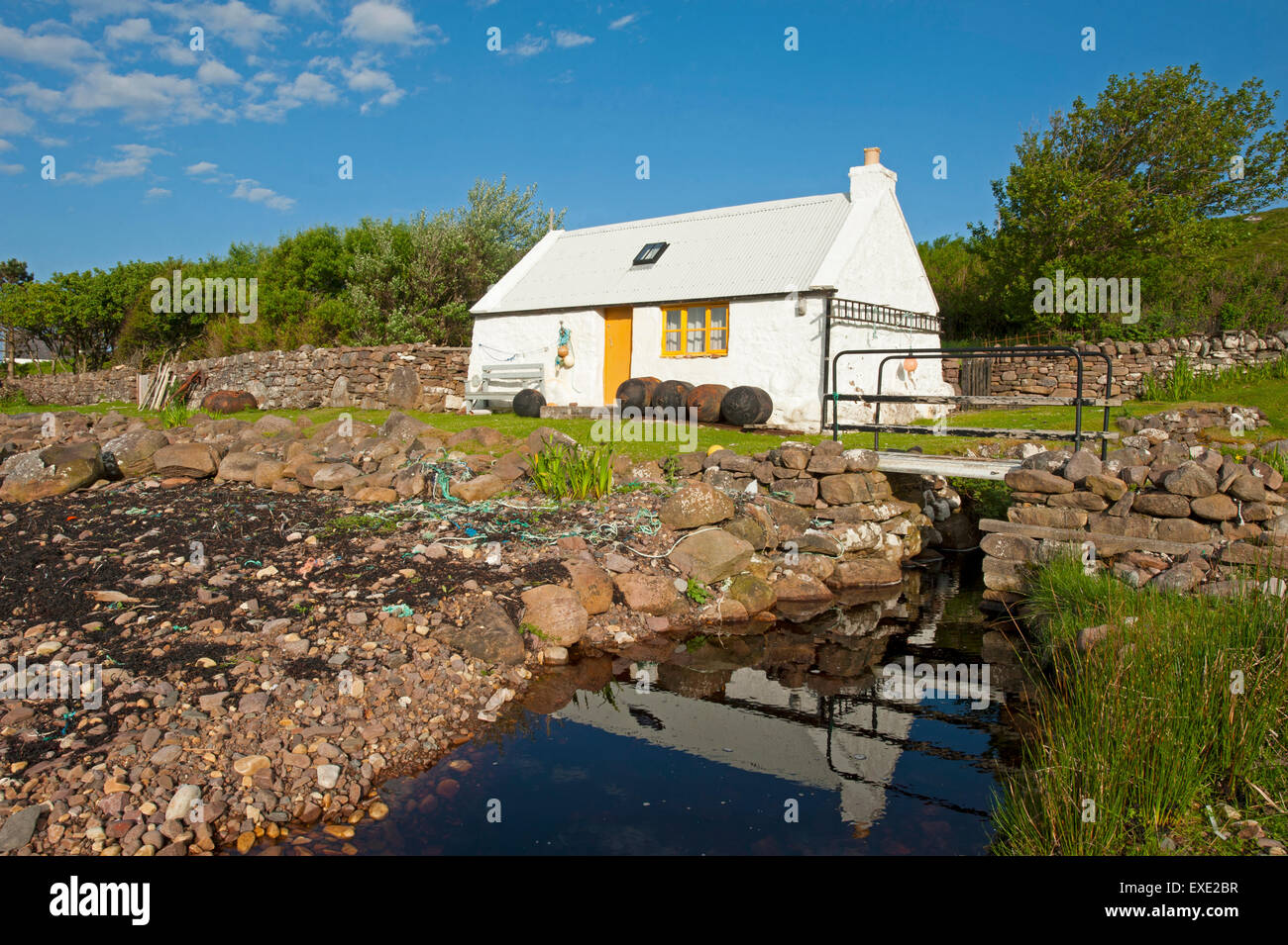 L'ancien gunners à Badentarbat saumon bothy, Bay Loch Broom Achiltibuie, Wester Ross. 9951 SCO. Banque D'Images