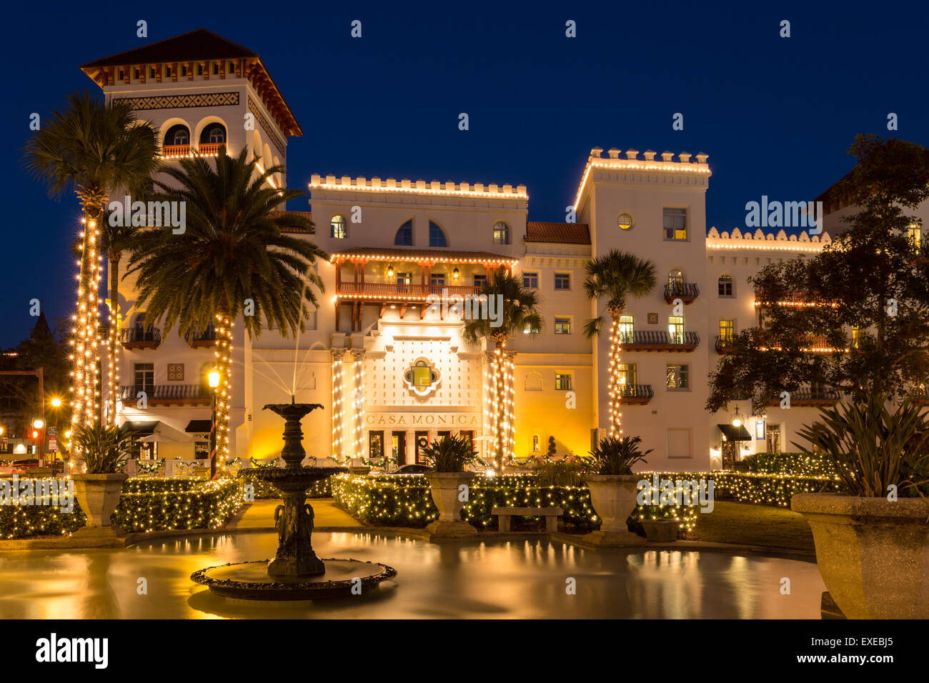 Casa Monica Hotel au crépuscule, Saint Augustine, Floride Banque D'Images