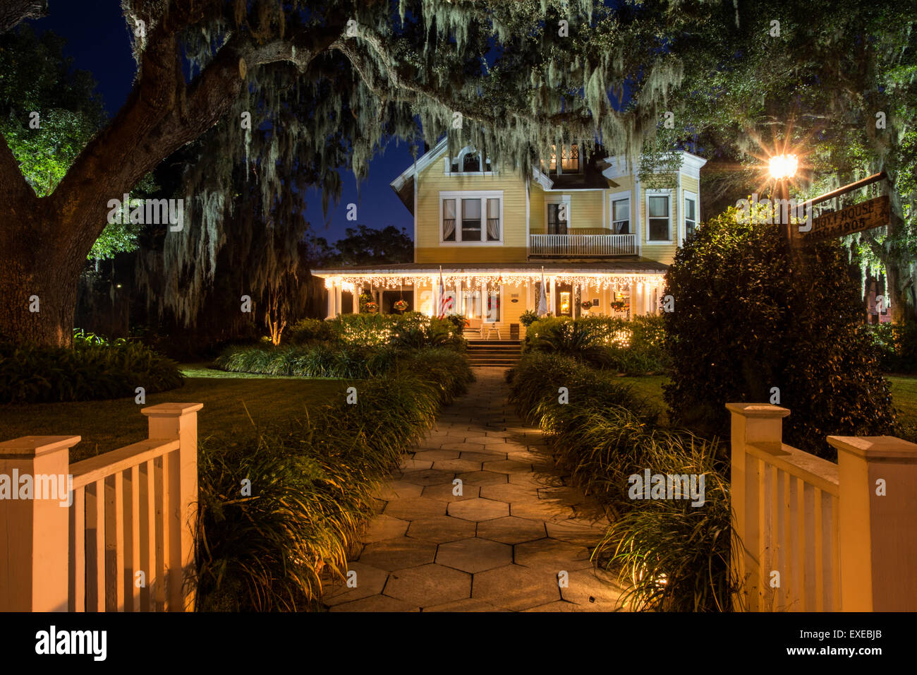 Le Hoyt House Bed and Breakfast Décorées pour Noël, Amelia Island, Floride Banque D'Images