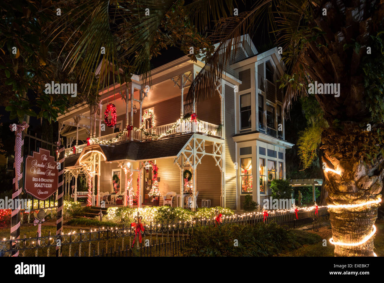 Noël à la Williams House Bed and Breakfast, Amelia Island, Floride Banque D'Images