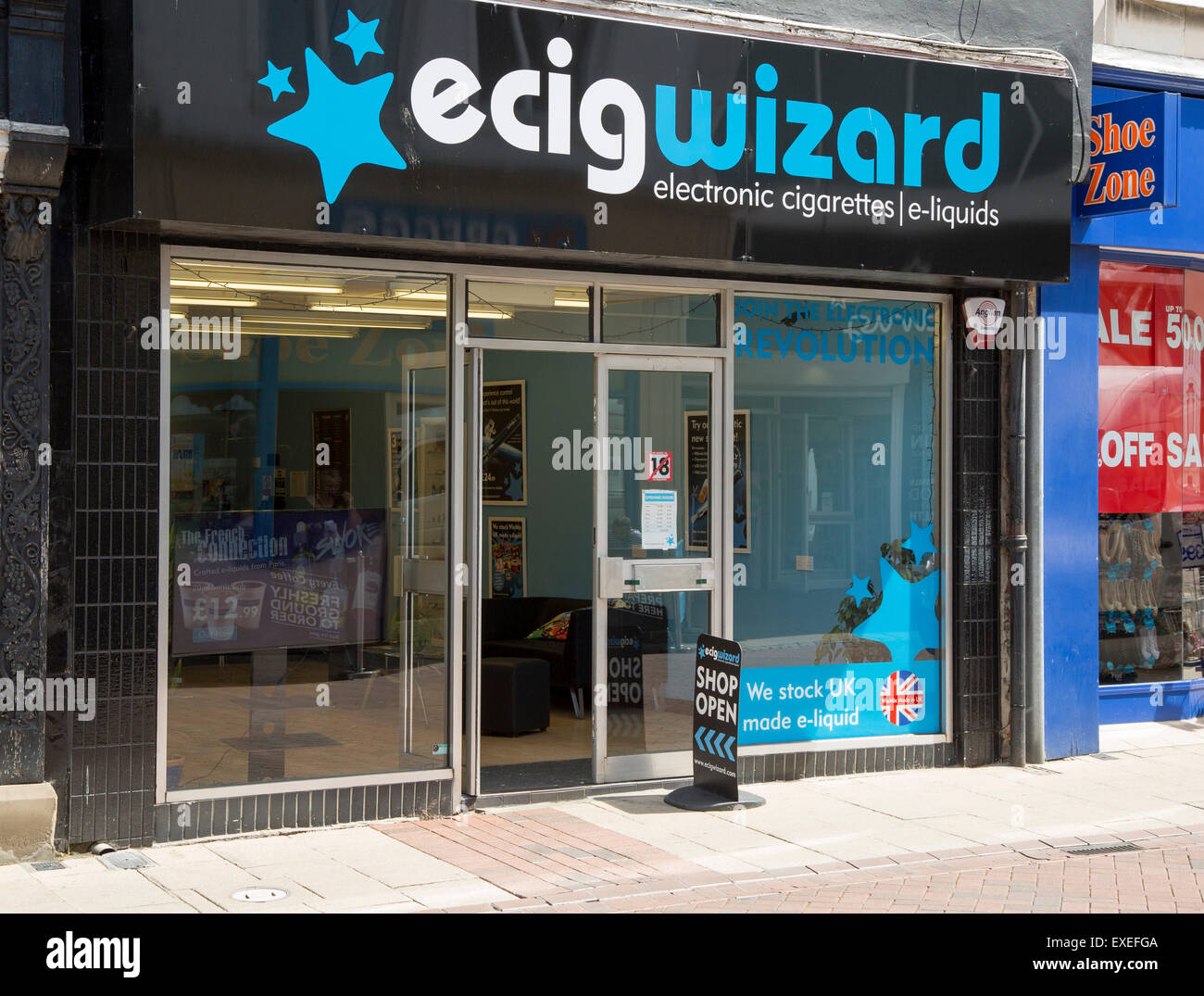 Spécialiste e-cigarette et e-shop de liquides dans le centre d'Ipswich, Suffolk, Angleterre, RU Banque D'Images