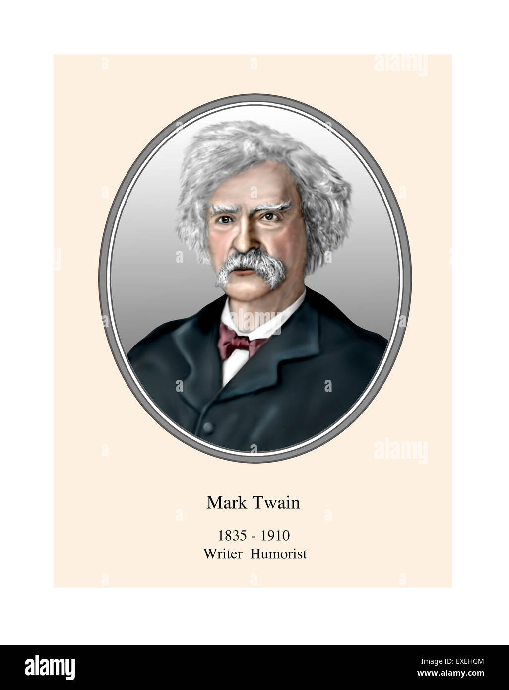 Portrait de Mark Twain Illustration moderne Banque D'Images