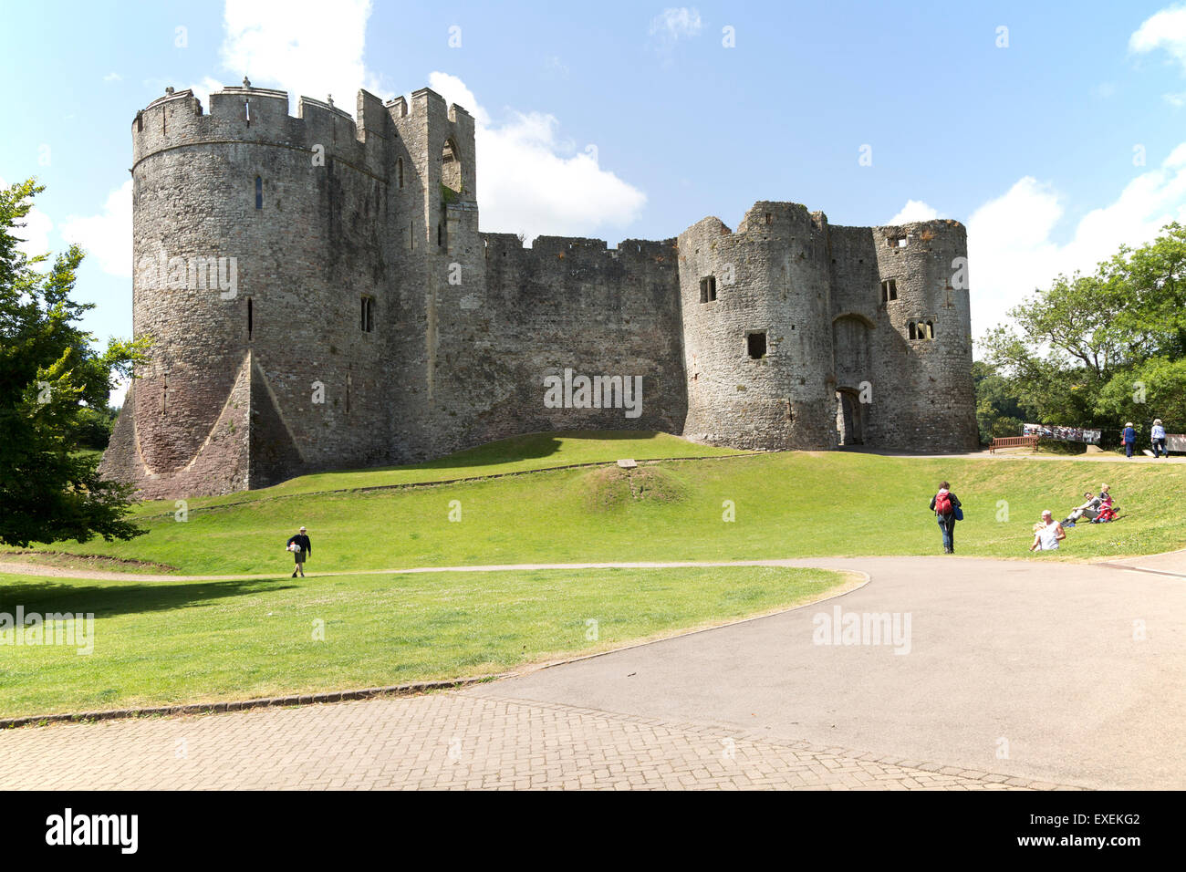 Murs de Château de Chepstow, Monmouthshire, Wales, UK Banque D'Images