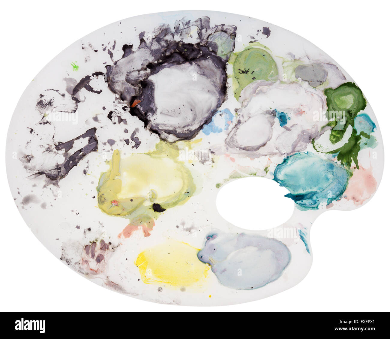 La palette de l'artiste colorées isolé sur fond blanc Banque D'Images