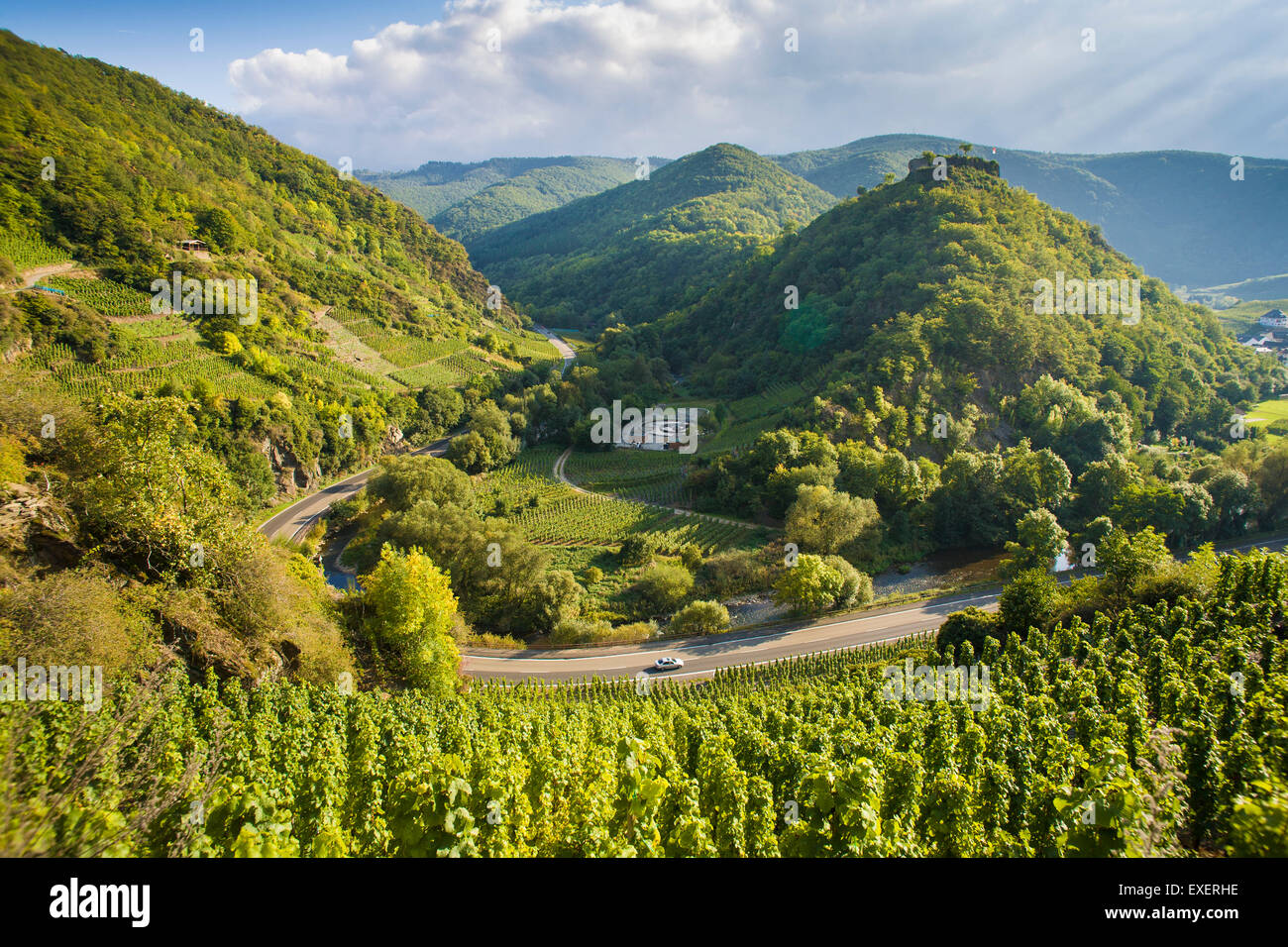 L'Europe, l'Allemagne, Rhénanie-Palatinat, région de l'Eifel, la boucle de la rivière Ahr près de Mayschoss. Europa, Deutschland, Rheinland-P Banque D'Images