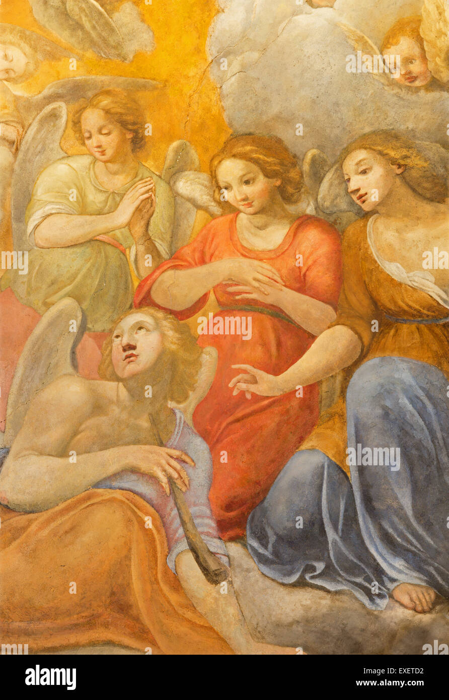 ROME, ITALIE - 27 mars 2015 : la fresque de chœurs des anges par Giuseppe Vasconio (début 17. cent.) dans la Basilique de Sant'Agostino. Banque D'Images