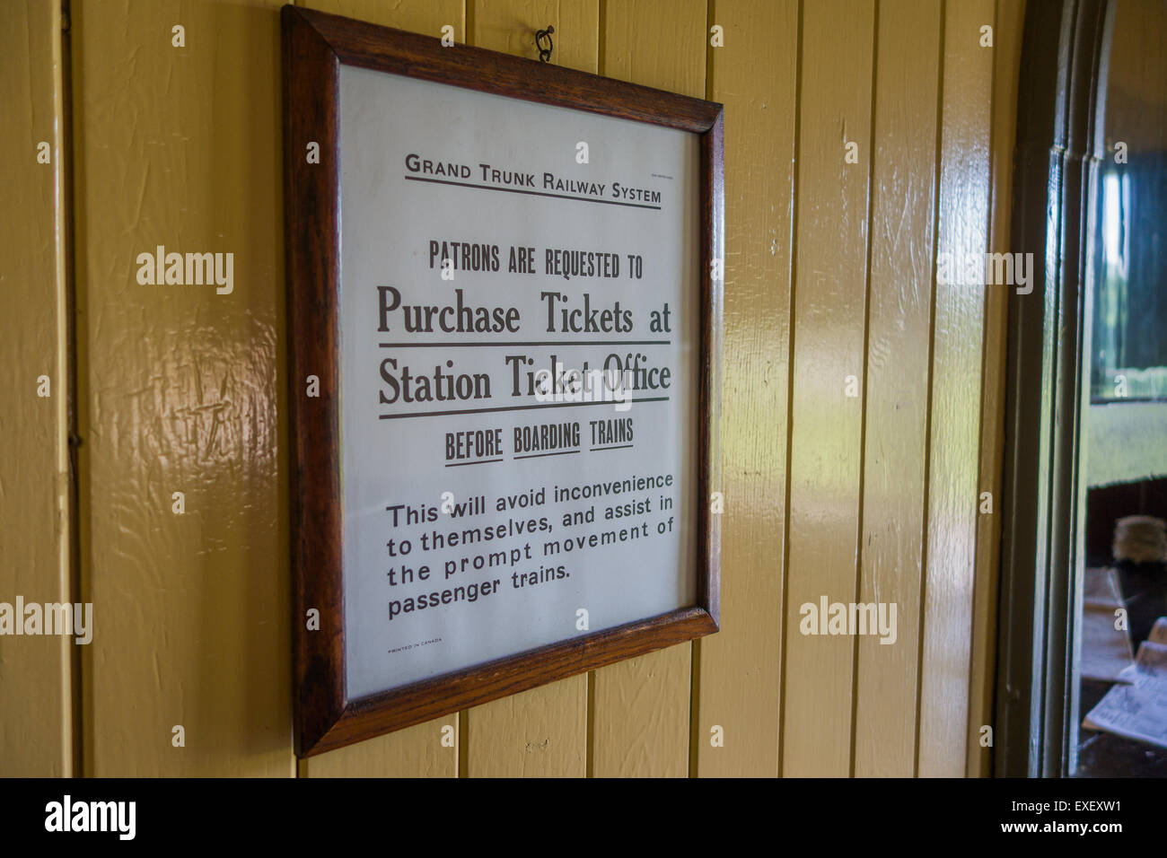 Années 1900 Doon Heritage Village Grand Trunk Railway billetterie ticket bureau Banque D'Images