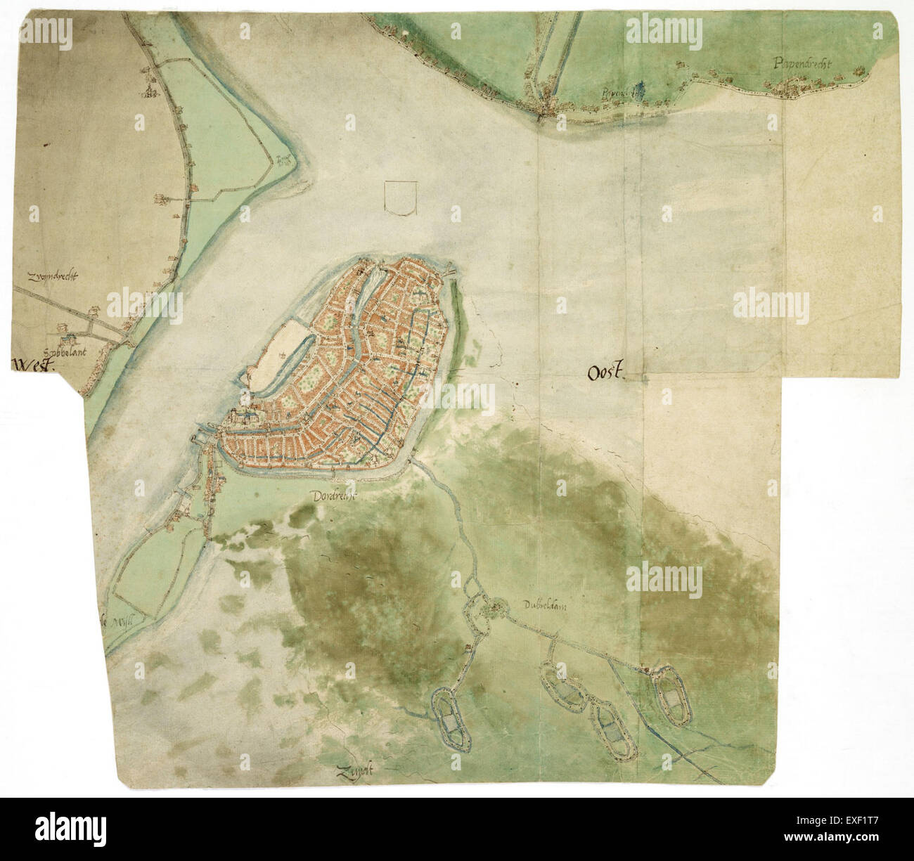 Dordrecht est une ville des pays-Bas connue pour ses bâtiments historiques et ses canaux pittoresques. C'est un centre culturel et économique important dans le pays, riche en histoire, datant de l'époque médiévale. L’architecture et les voies navigables de Dordrecht ont joué un rôle important dans le développement de la ville au fil des siècles. Banque D'Images