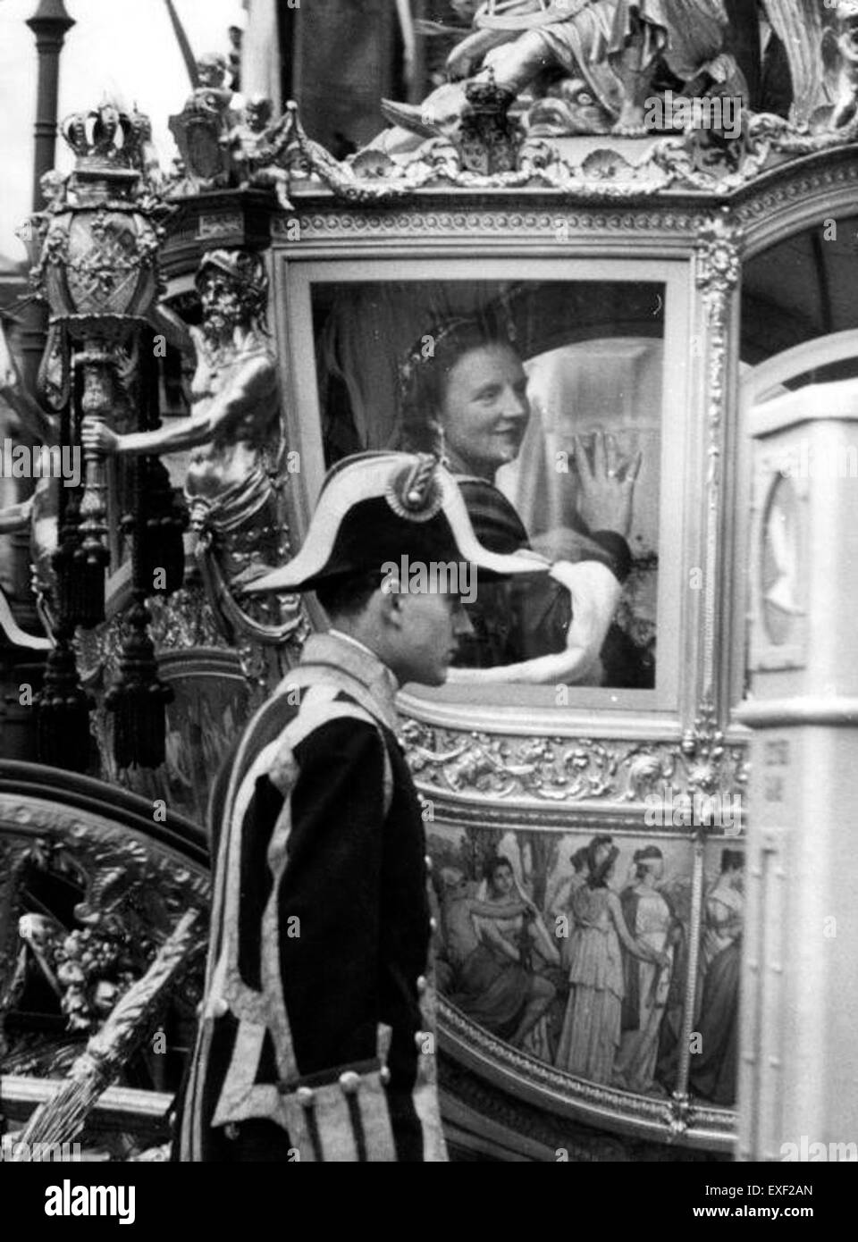 L'inauguration de la reine Juliana des Pays-Bas en 1948, un moment de l'histoire néerlandaise, a marqué l'accession au trône de la reine Juliana après l'abdication de sa mère, la reine Wilhelmina. Banque D'Images