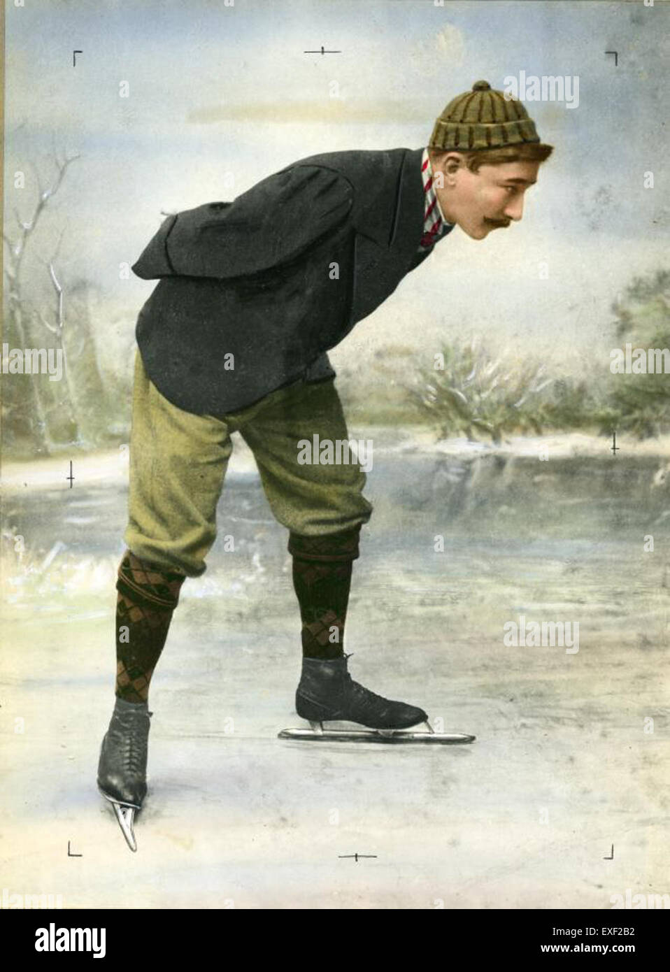 Jaap Eden, patineur de vitesse et cycliste néerlandais renommé, est photographié dans cette image emblématique. Connu pour sa domination au début du XXe siècle, Eden était un détenteur du record du monde et une figure pionnière dans le sport du patinage de vitesse aux pays-Bas. Banque D'Images