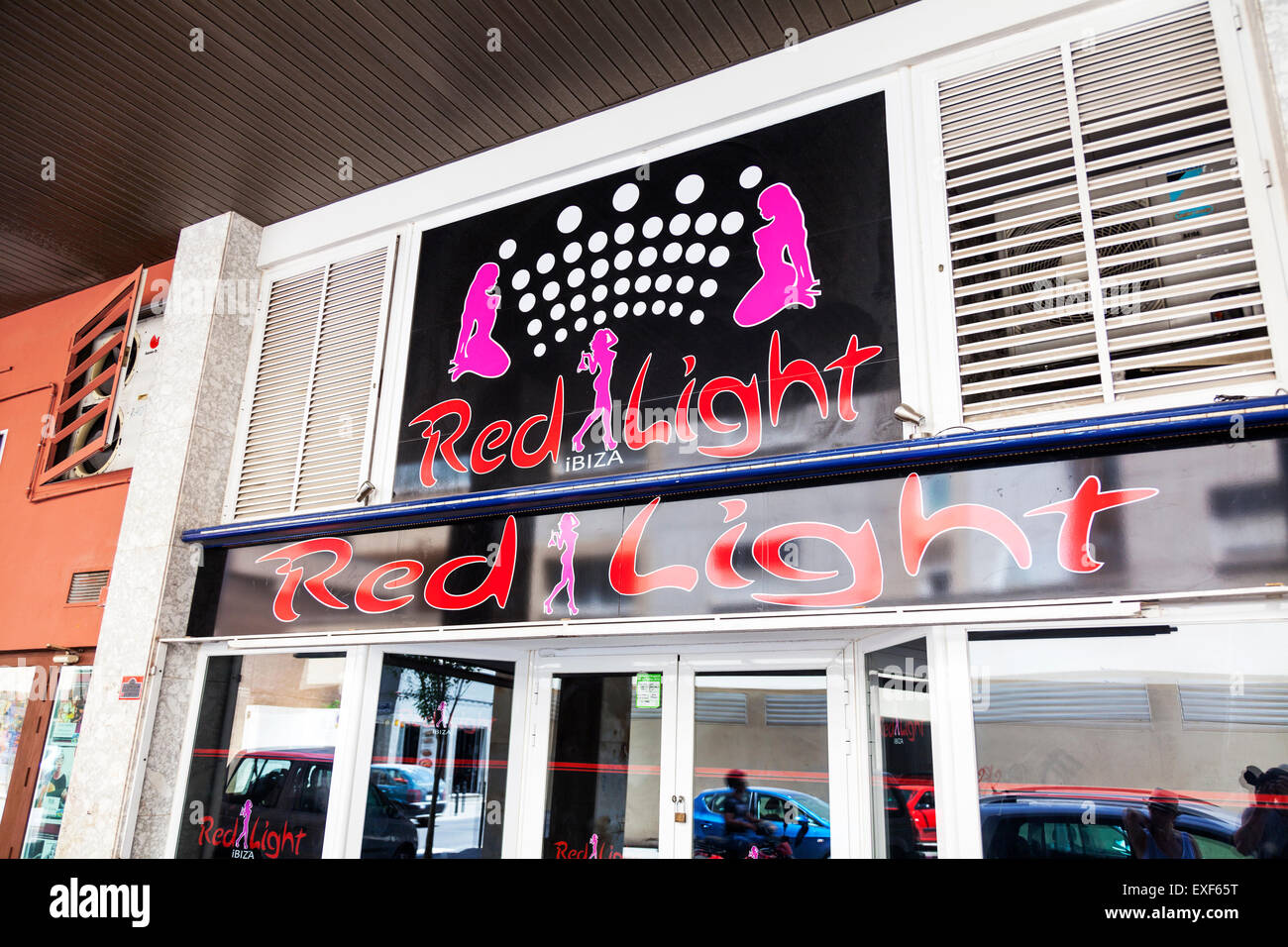 Ibiza red light district club de strip-teaseuses danseuses de signe clubs de danse Danse Banque D'Images