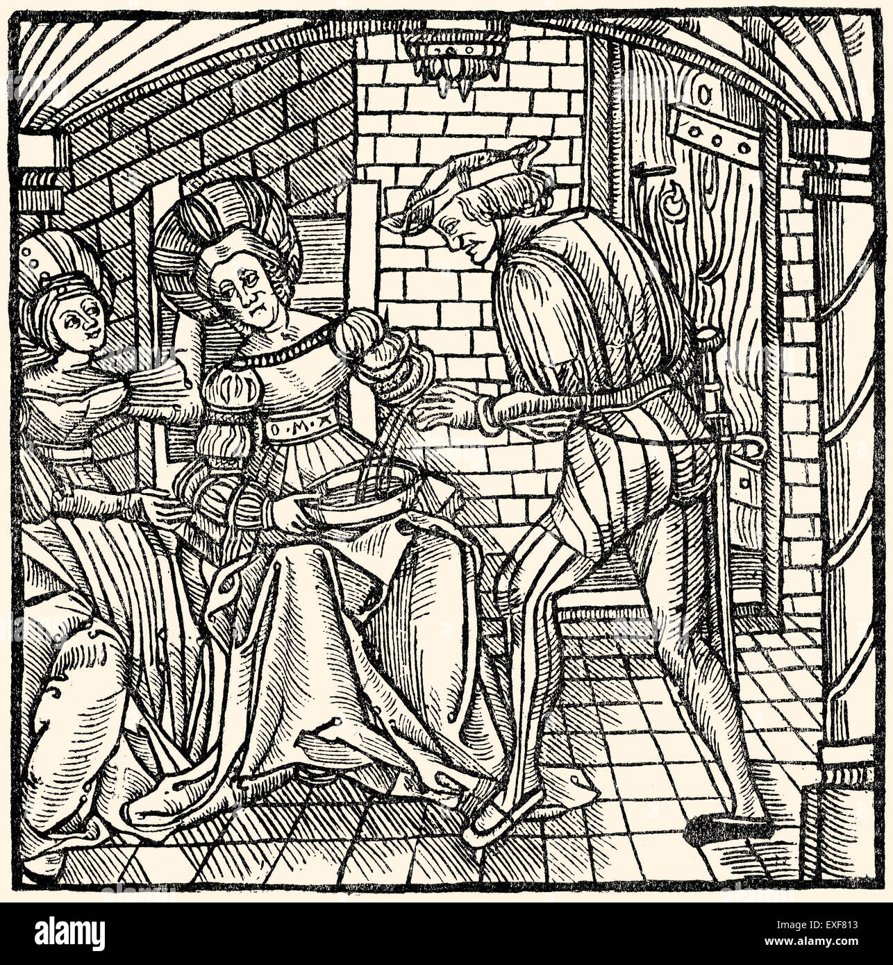 Procédure de traitement de la médecine, saignée, gravure sur bois, 1519, Banque D'Images