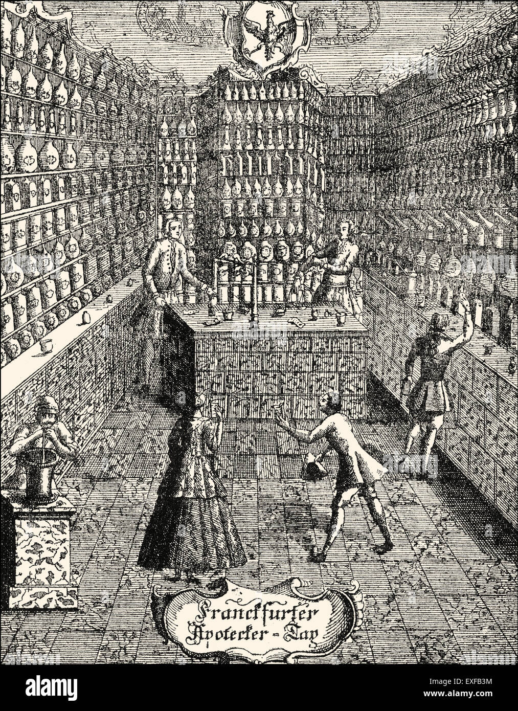 Ancienne pharmacie, Francfort, Allemagne, 1668, Banque D'Images