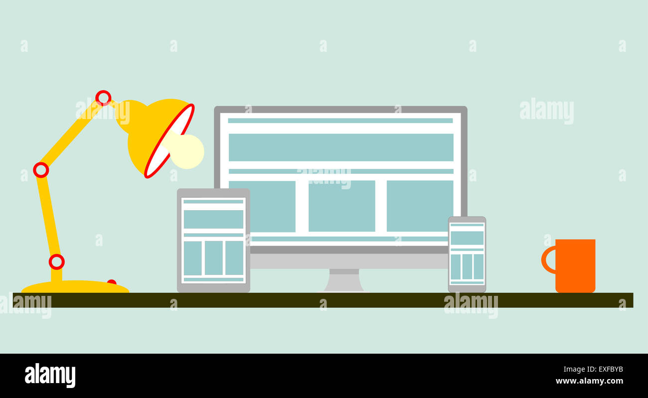 Conception du mobile et ordinateur de bureau Banque D'Images