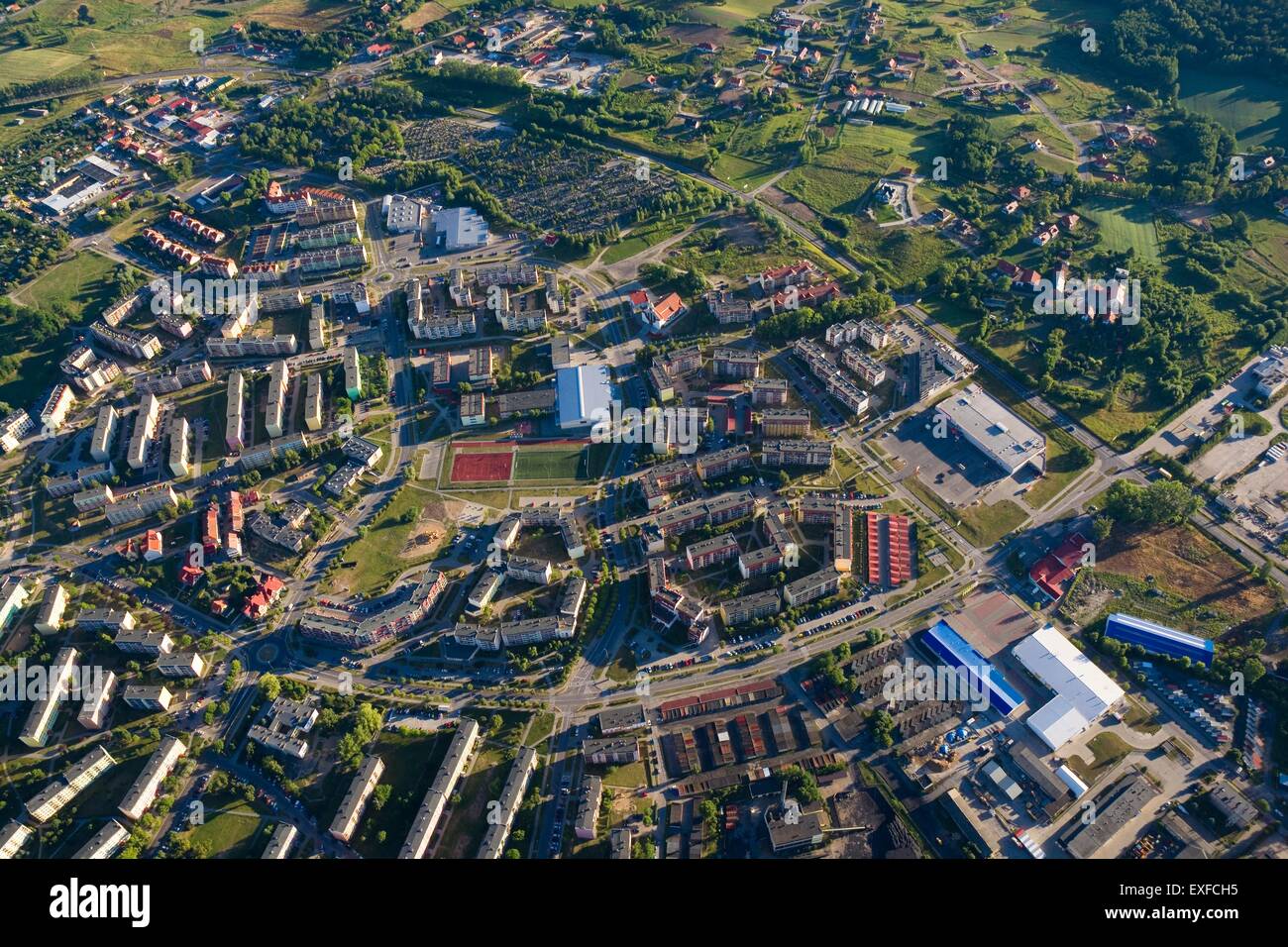 Vue aérienne de la ville - Gizycko, Pologne Banque D'Images