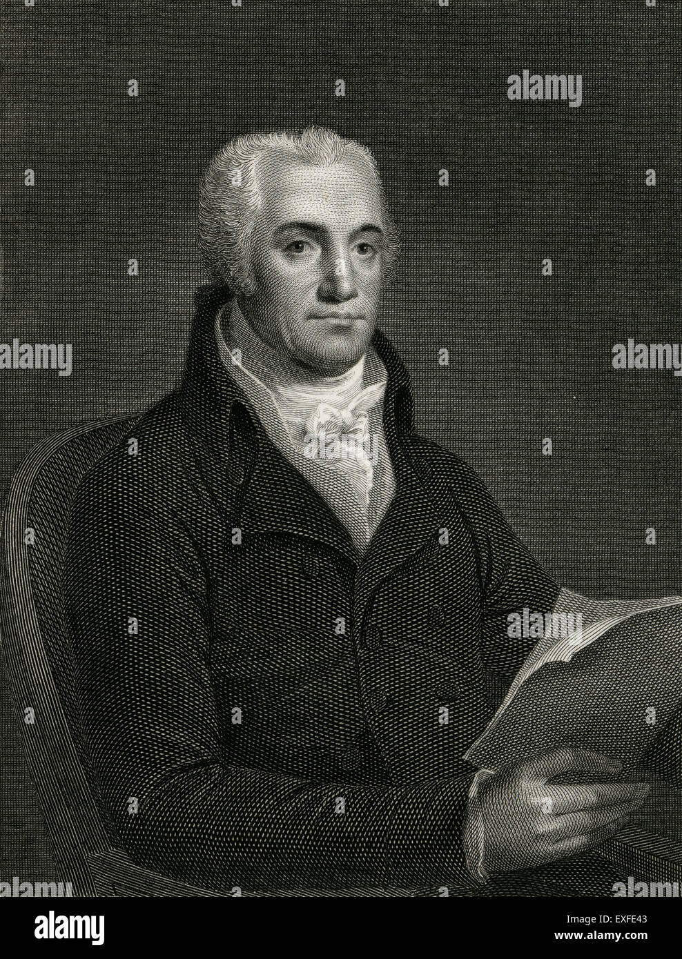 C Antique1860 gravure, Joel Barlow. Joel Barlow (1754- 1812) était un poète américain, diplomate, et homme politique. Dans la vie politique, il a soutenu la Révolution française et fut un ardent Institut Jefferson. Banque D'Images
