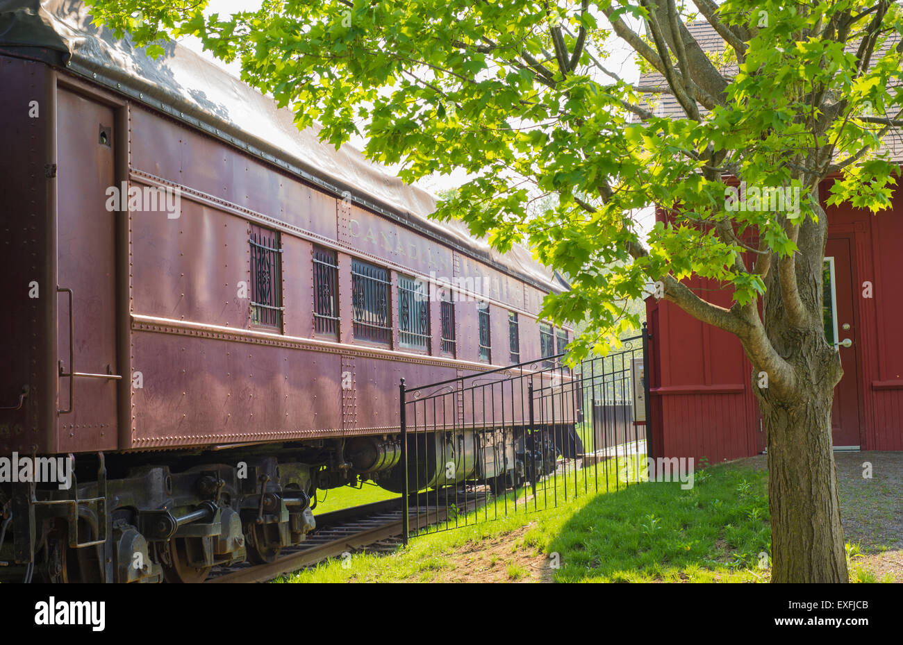 Détail d'un chariot sur le train station de chemin de fer. Prise à Sulphur Springs, Ontario, Canada Banque D'Images