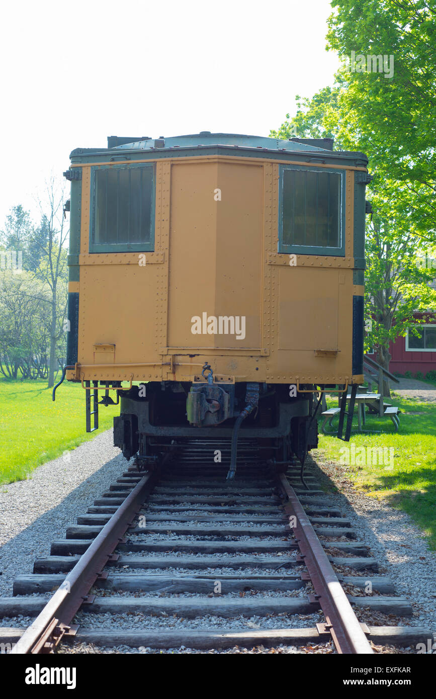 Wagon de train sur une ancienne gare, Sulphur Springs, Ontario, Canada Banque D'Images