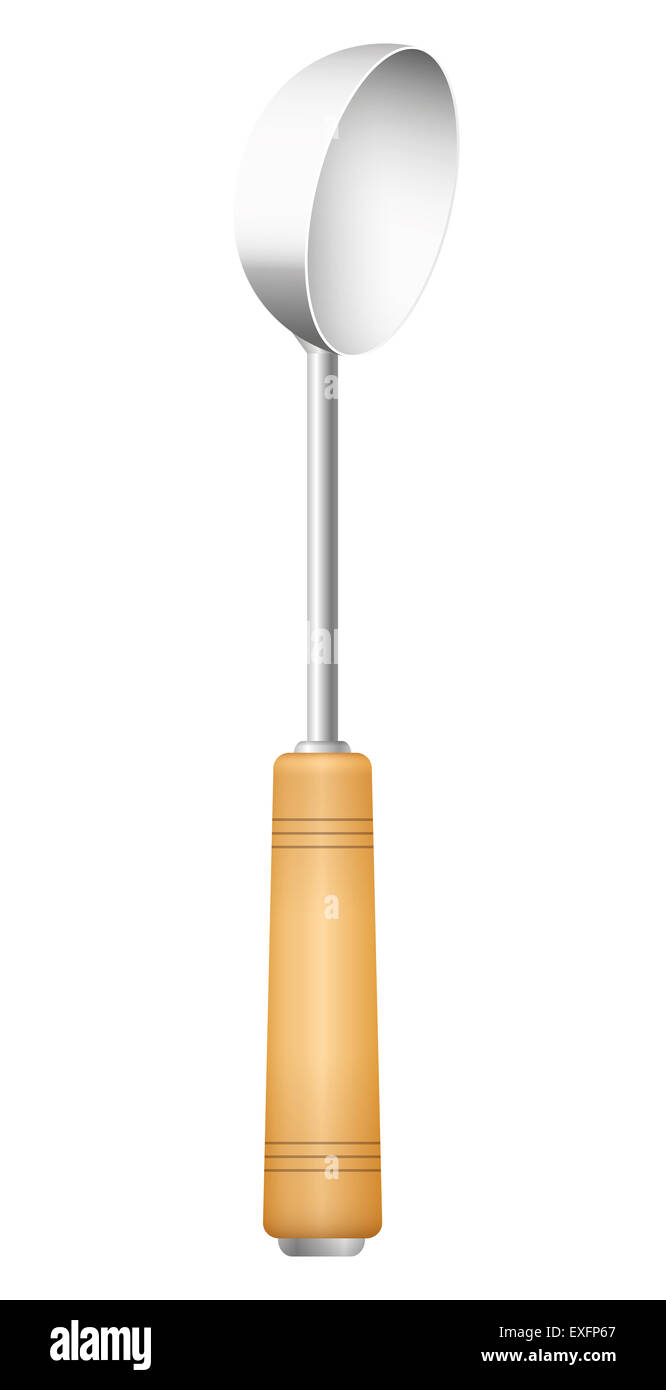 Une louche à manche en bois - charmante cuisine vintage de l'outil. Banque D'Images