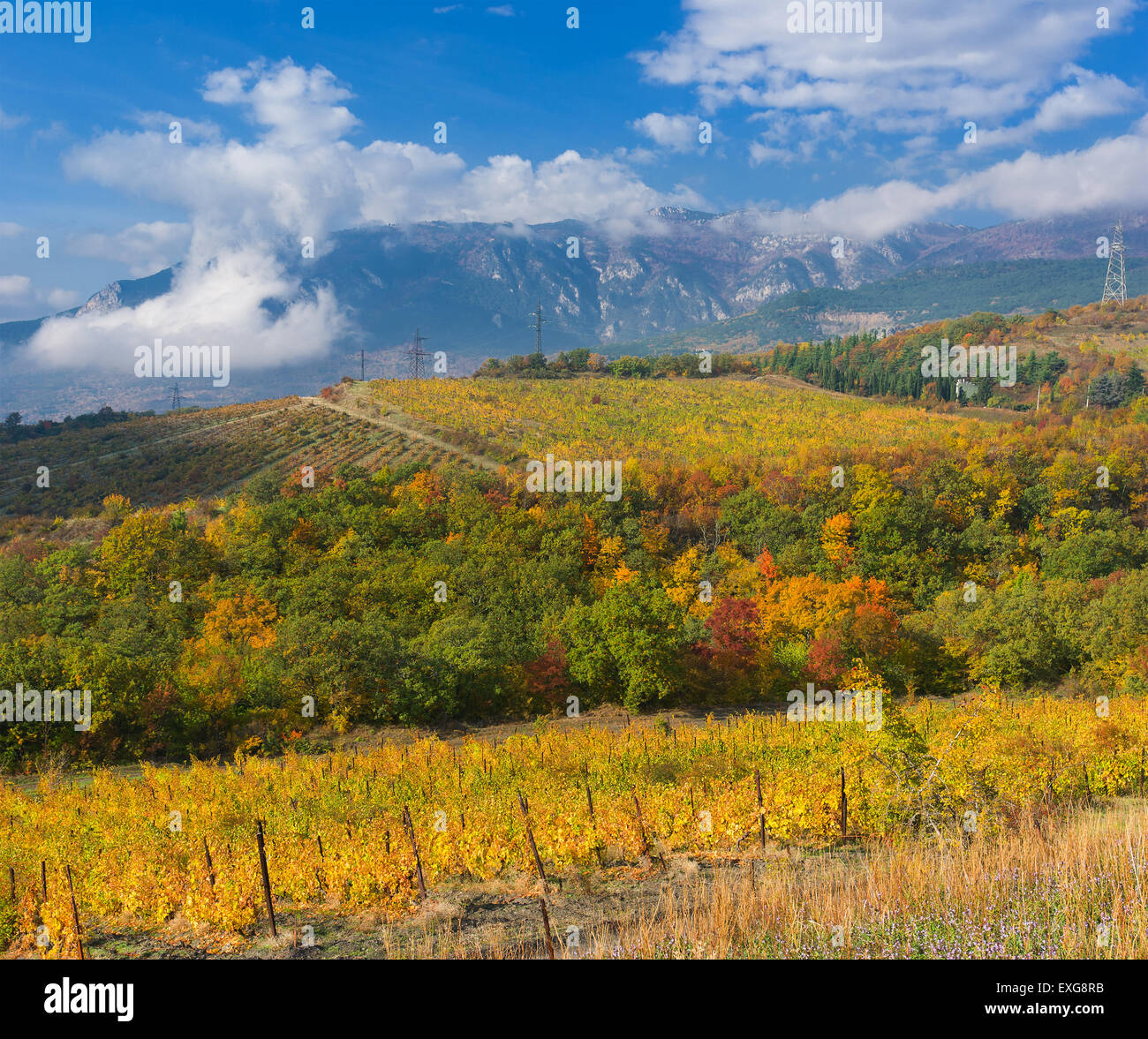 Paysage de montagne d'automne près de Gurzuf resort en péninsule de Crimée Banque D'Images