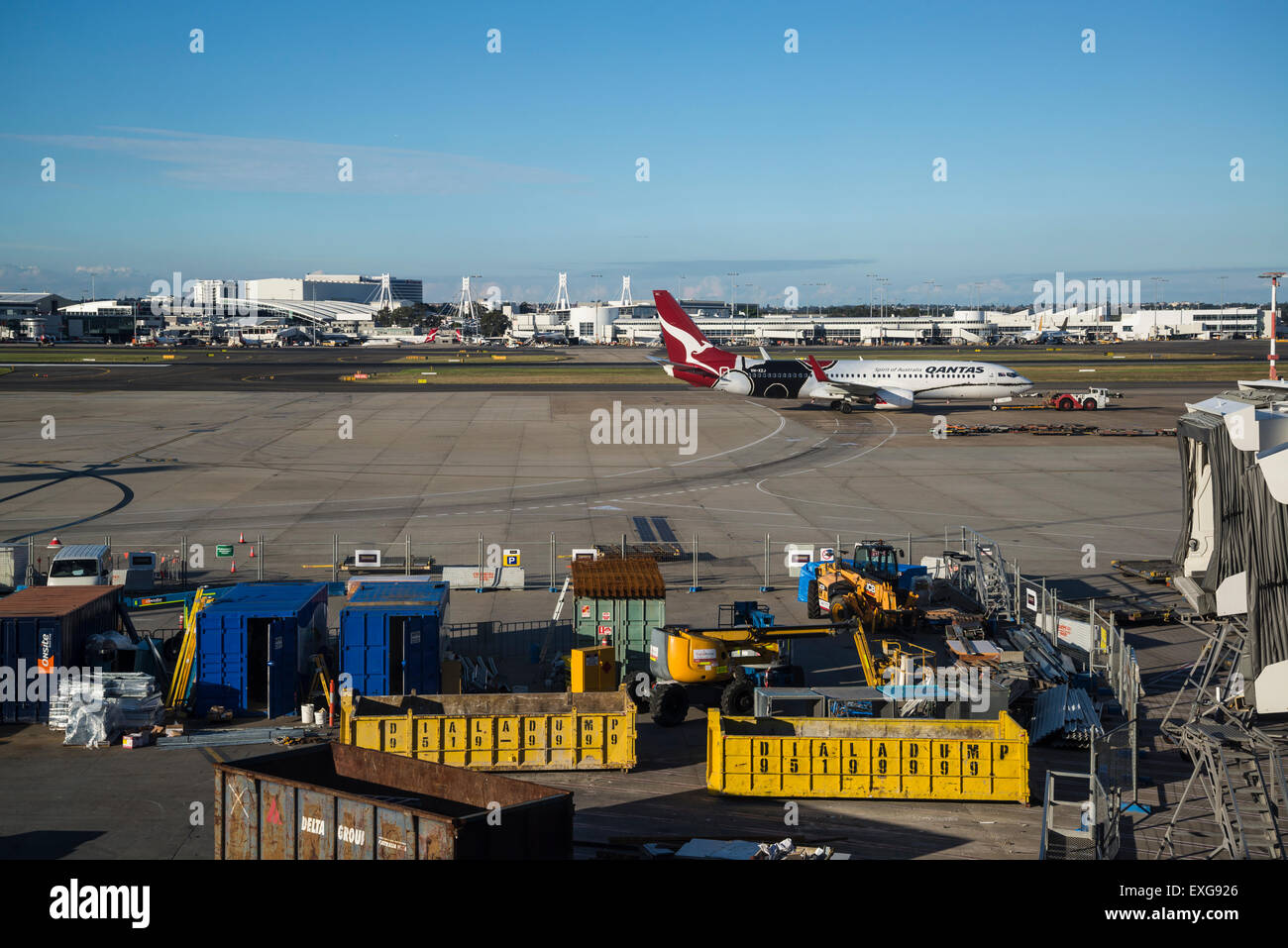 L'aéroport de Sydney, Australie, avion Qantas Banque D'Images
