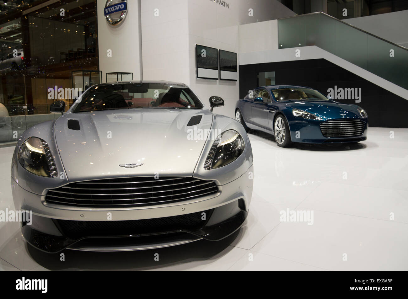 Vue de l'Aston Martin stand pendant le 84e Salon International de l'Automobile de Genève Banque D'Images