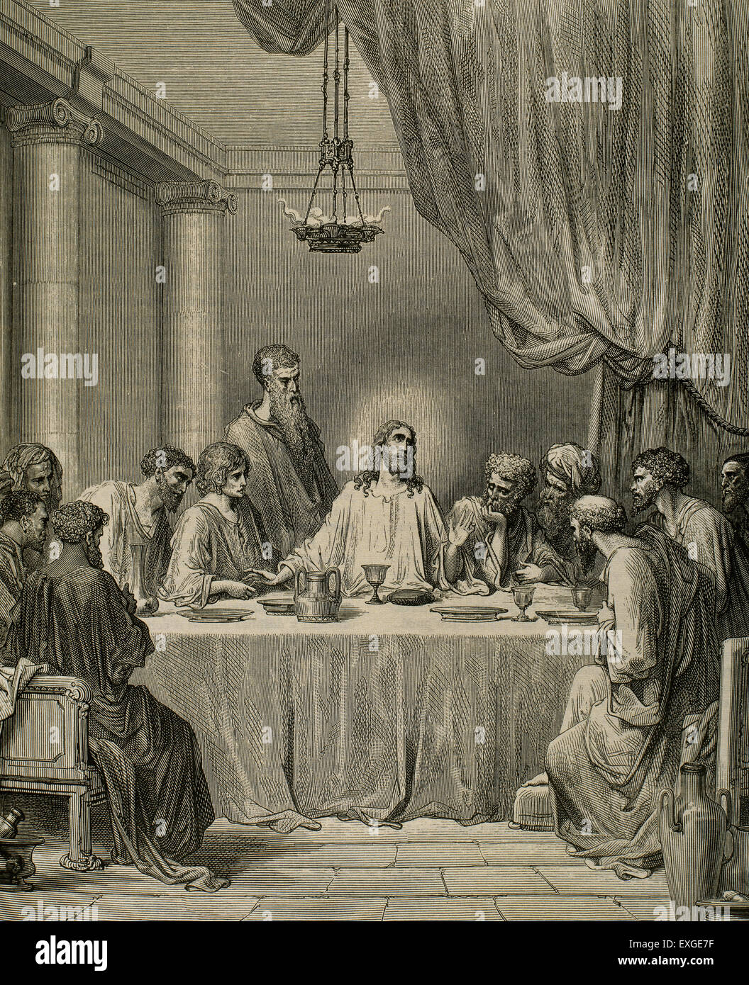 La dernière Cène par Gustave Dore (1832-1883). Banque D'Images