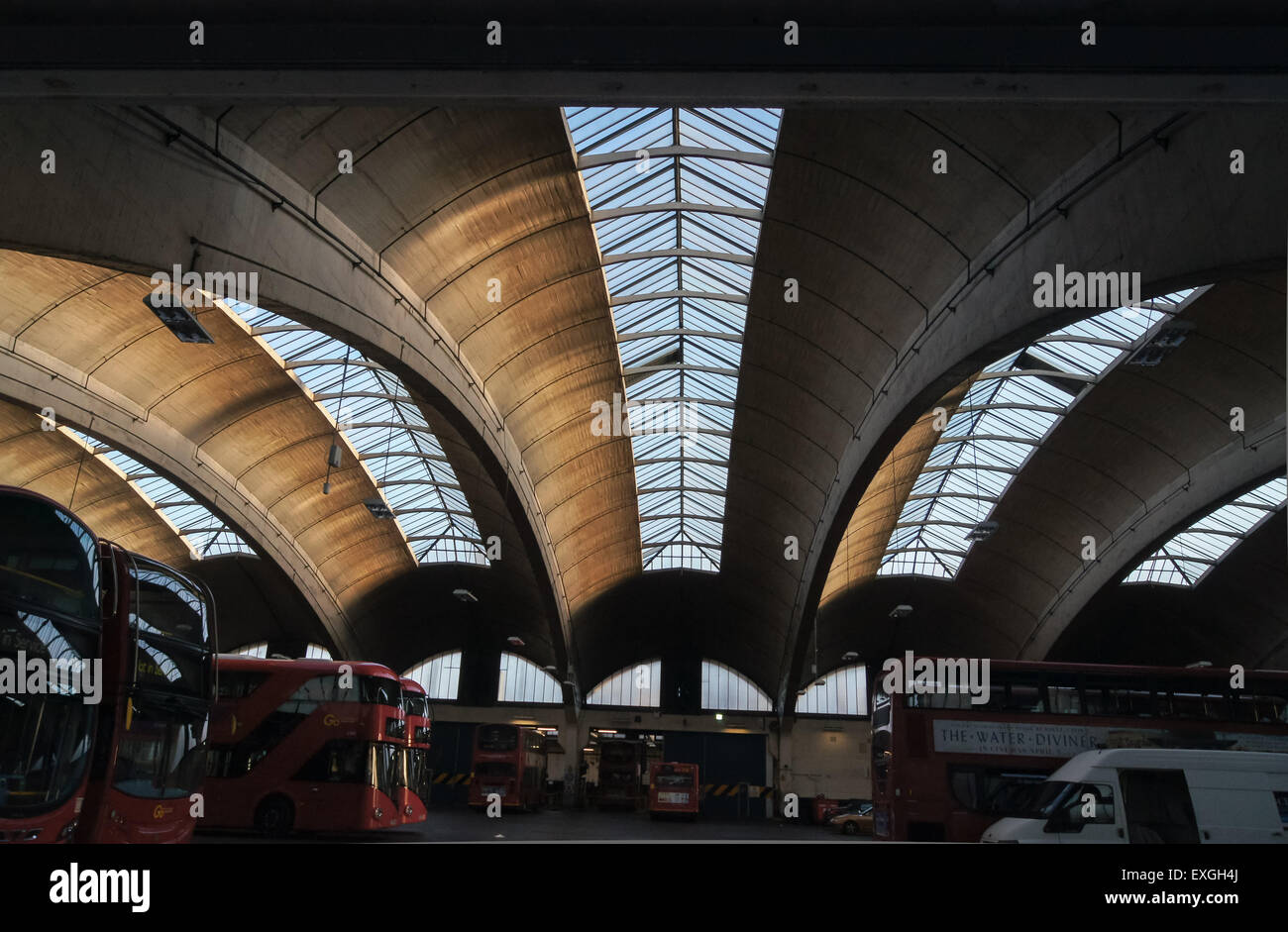 Stockwell Bus Garage par un fichier .E. La bière et l'Adie, bouton & Partners, 1952, Stockwell, Londres, Angleterre Banque D'Images