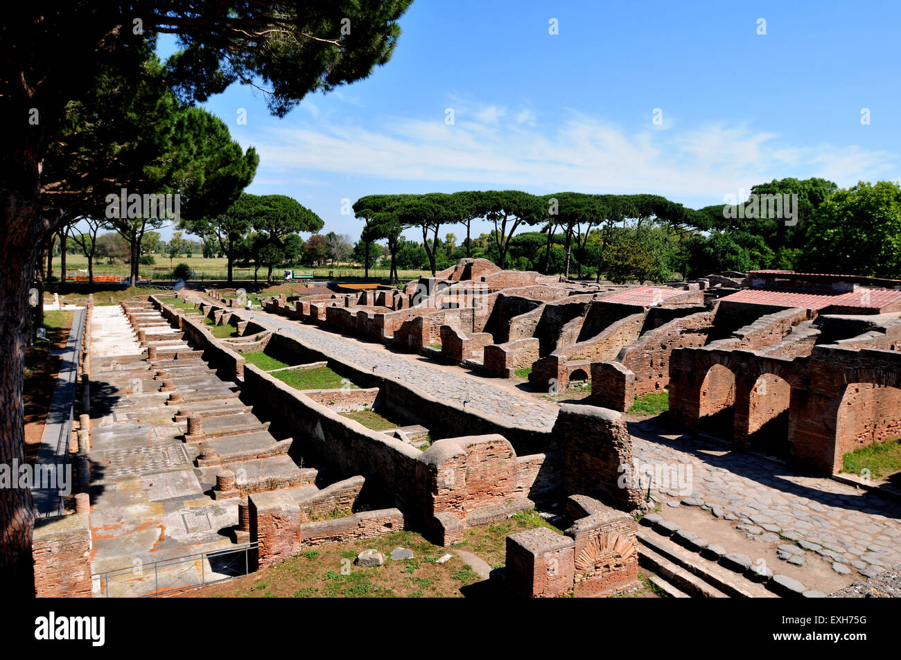 Vue des ruines d'Ostia Antica, l'ancien port de Rome, Italie. Photo par Paul Heyes, Mardi 2 juin 2015. Banque D'Images