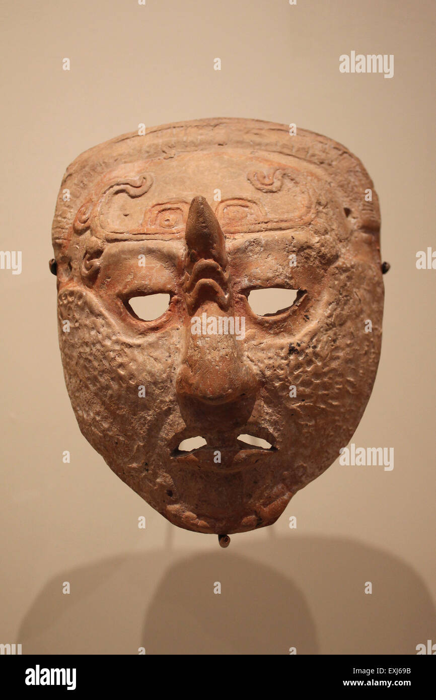 Masque rituel Période classique 600-900 AD, Jaina Campeche, Mexique Banque D'Images
