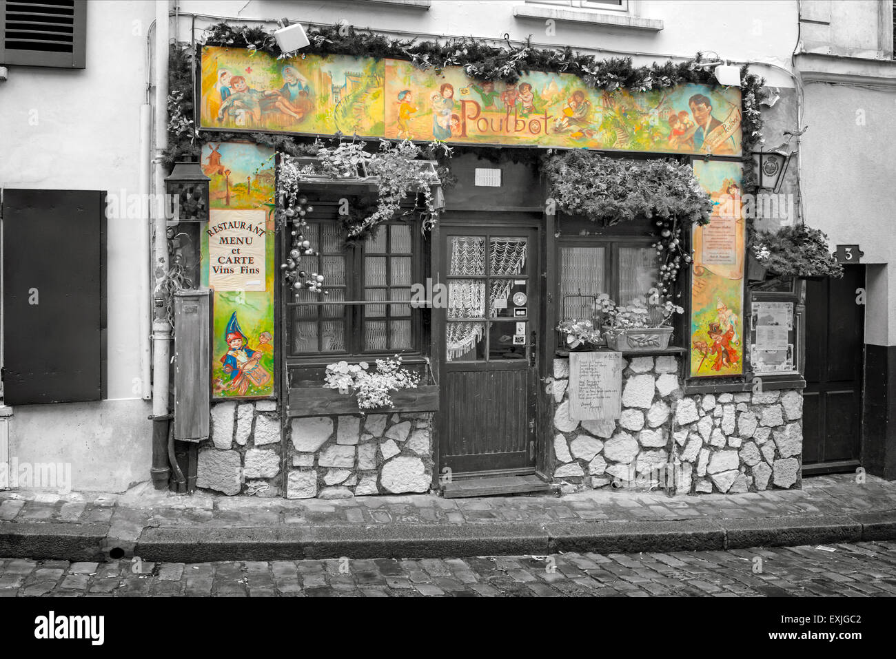 Créé numériquement d'une image couleur en partie Restaurant, Paris France Banque D'Images