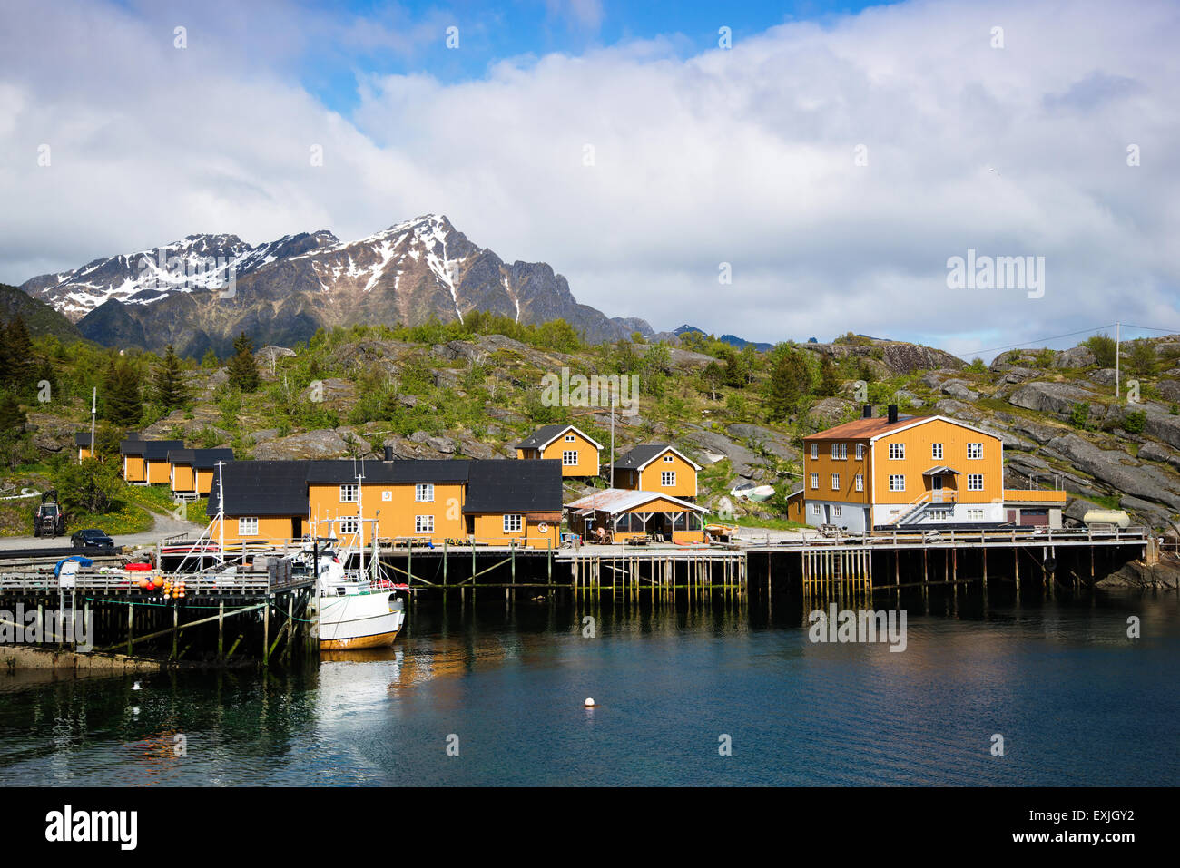 Port de la ville sur les îles Lofoten en Norvège Banque D'Images